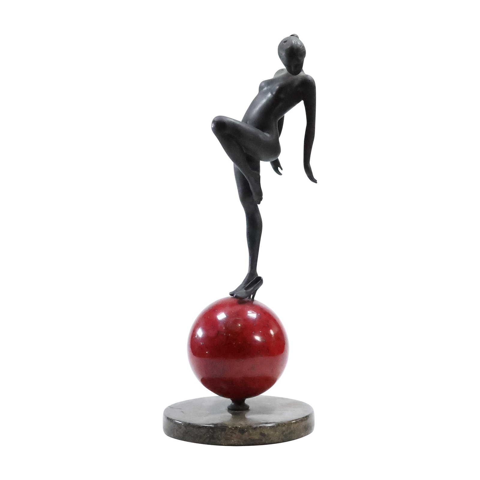 Antique Bronze Theodore Alexander Art Deco Nude Female Statue 16 in. height: Antique Bronze Theodore Alexander Art Deco Nude Female Statue size: 16 x 6 x 6