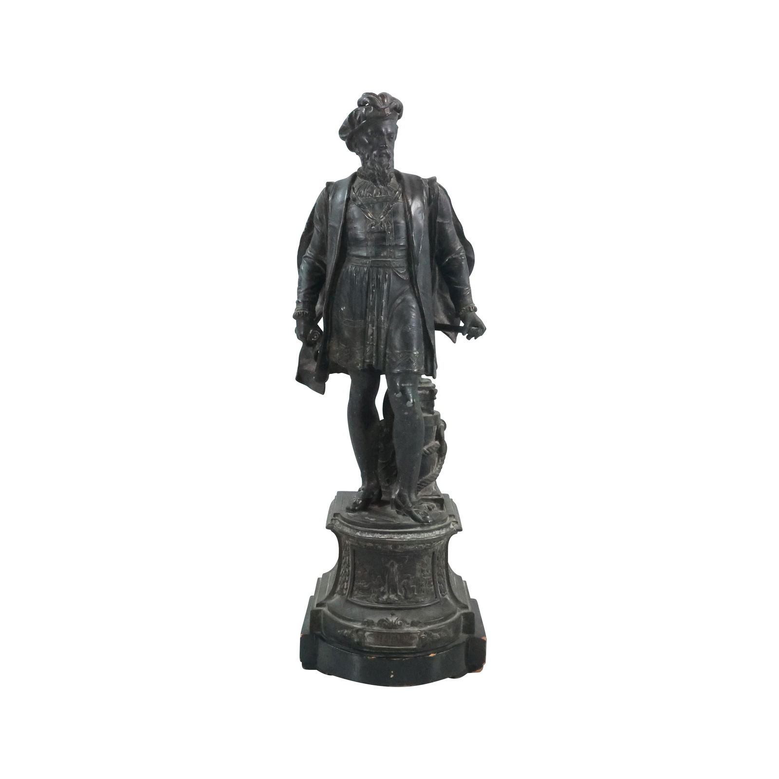LARGE ANTIQUE CAST METAL SPELTER  CHRISTOPHER COLUMBUS SCULPTURE 28.75 in. height (1 of 20)