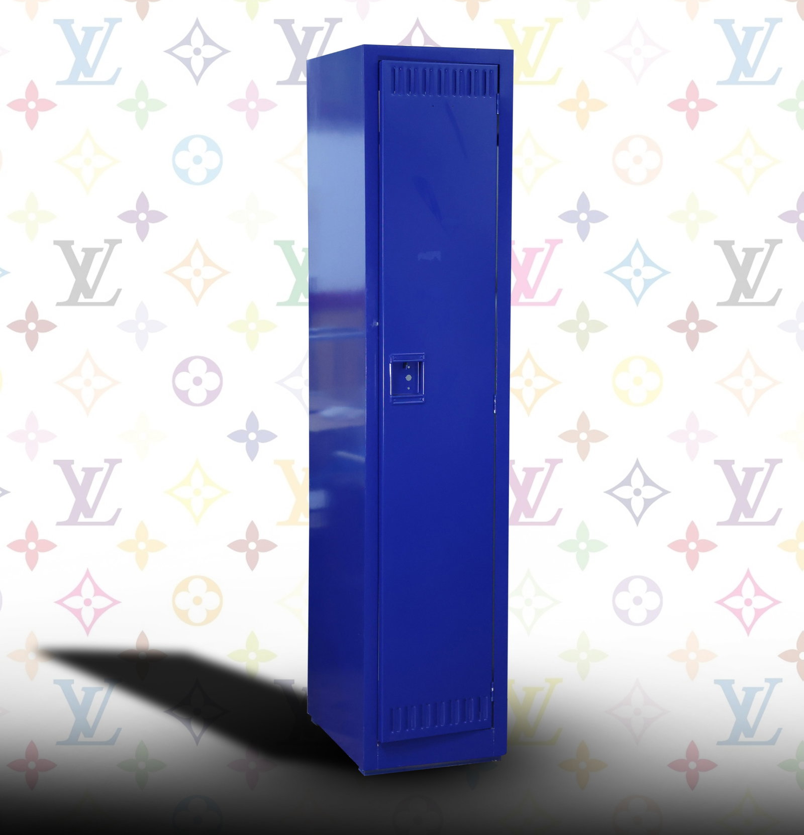 Rare Louis Vuitton Store Prop Locker – Blue Themed Pop-Up: This striking blue locker is an extremely rare Louis Vuitton store prop, originally used in a blue-themed pop-up installation. These exclusive props were never intended for public sale, making them hi