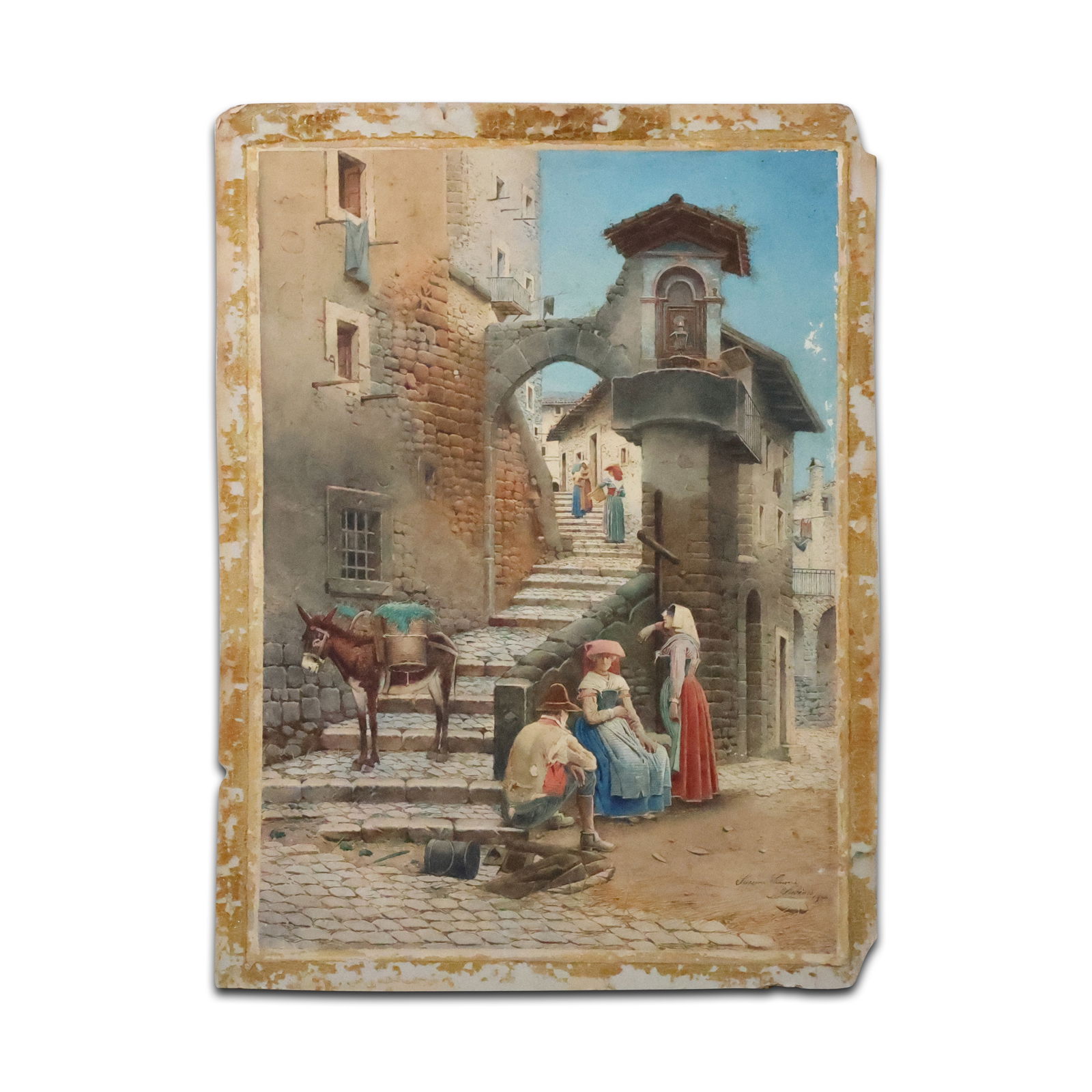 Scipione Simoni - "Subiaco" Watercolor, Signed and Dated 1900 (1 of 20)