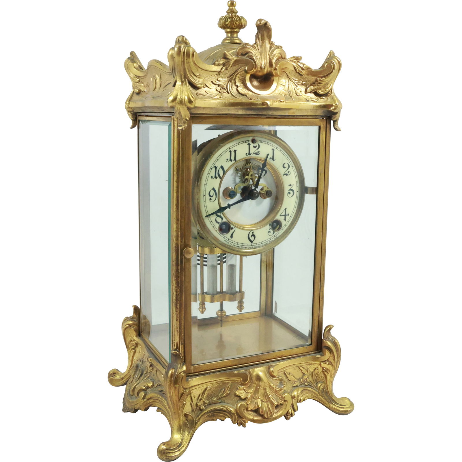 New Haven Clock Co. "Thoreau" Patinated Metal Regulator Clock 19th C (1 of 20)