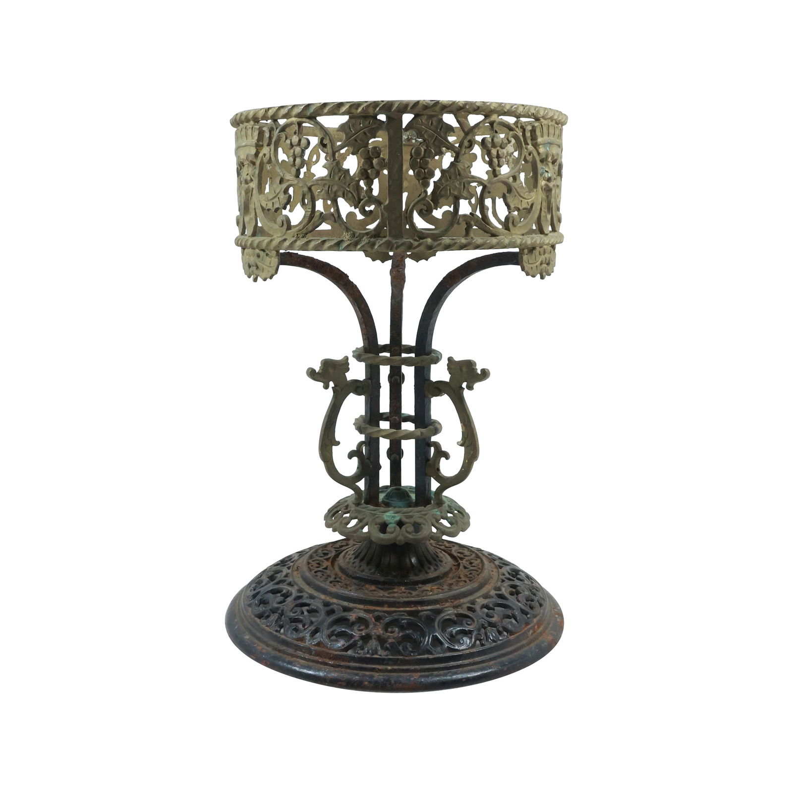OSCAR BACH STYLE VINTAGE PLANT STAND in Bronze and Iron 16 in. height x 10 in. wide (1 of 20)