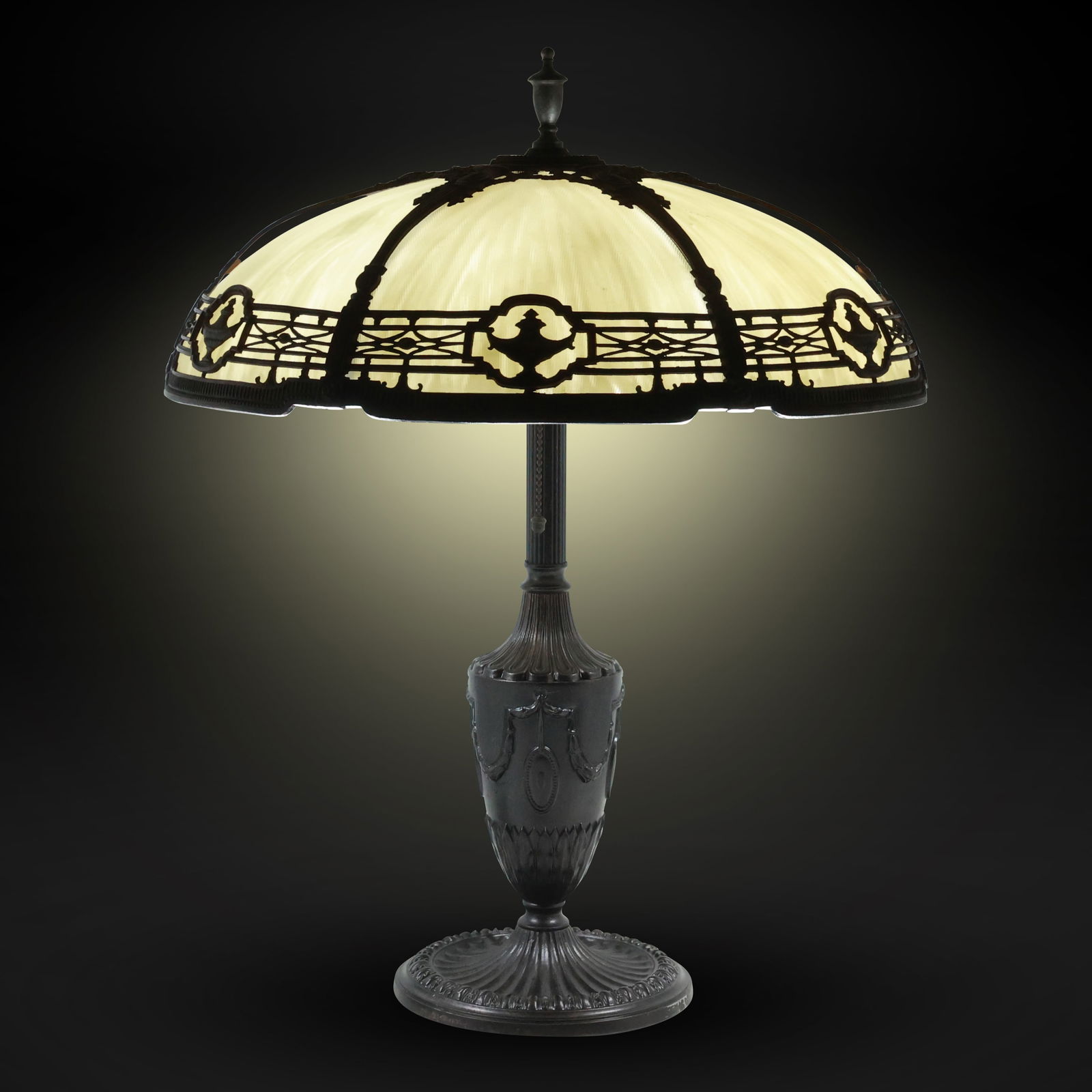 Bradley and Hubbard Signed Slag Glass Lamp: Neoclassical Elegance (1 of 20)