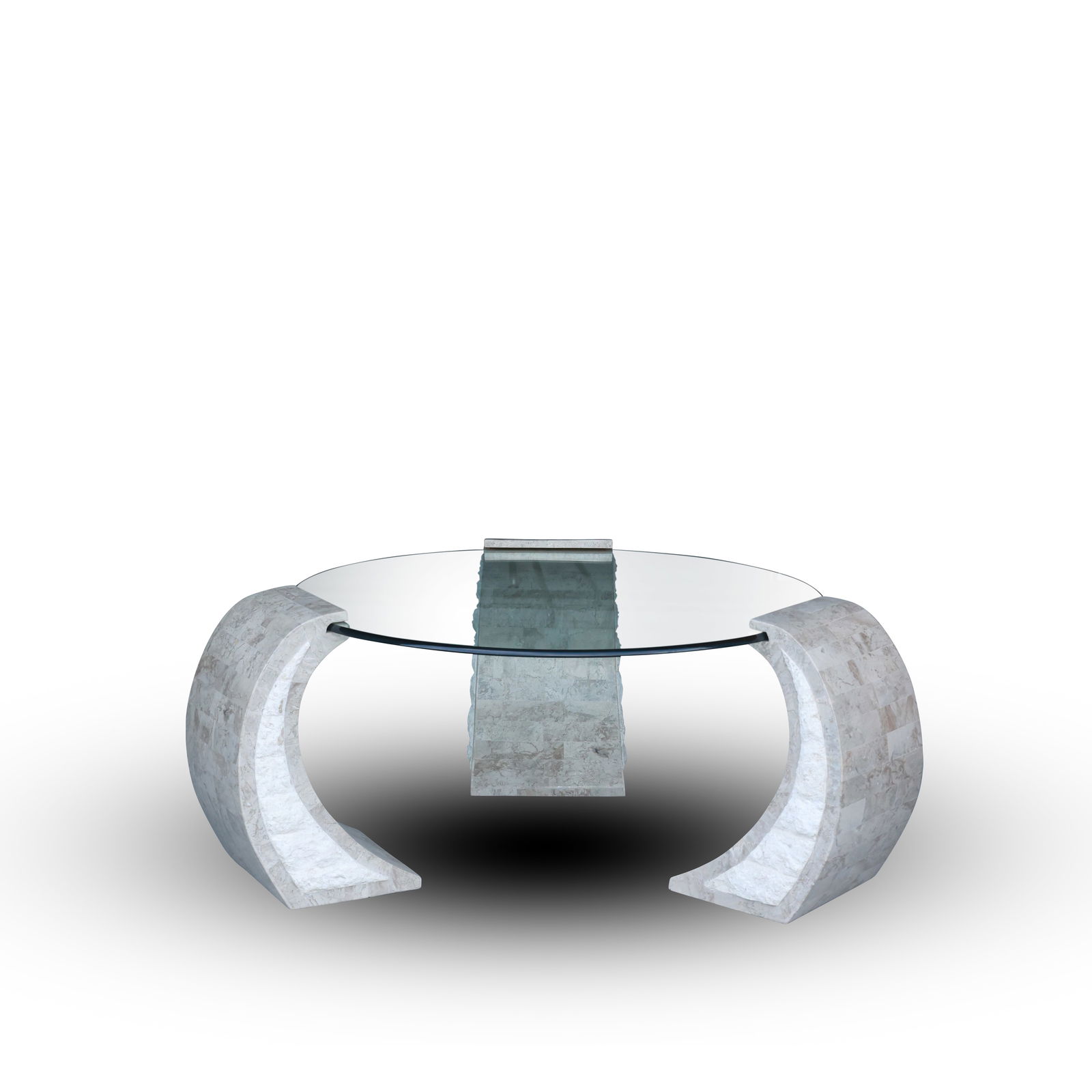 Maitland-Smith Tessellated Stone Coffee Table with Glass Top, 37 Inches (1 of 16)