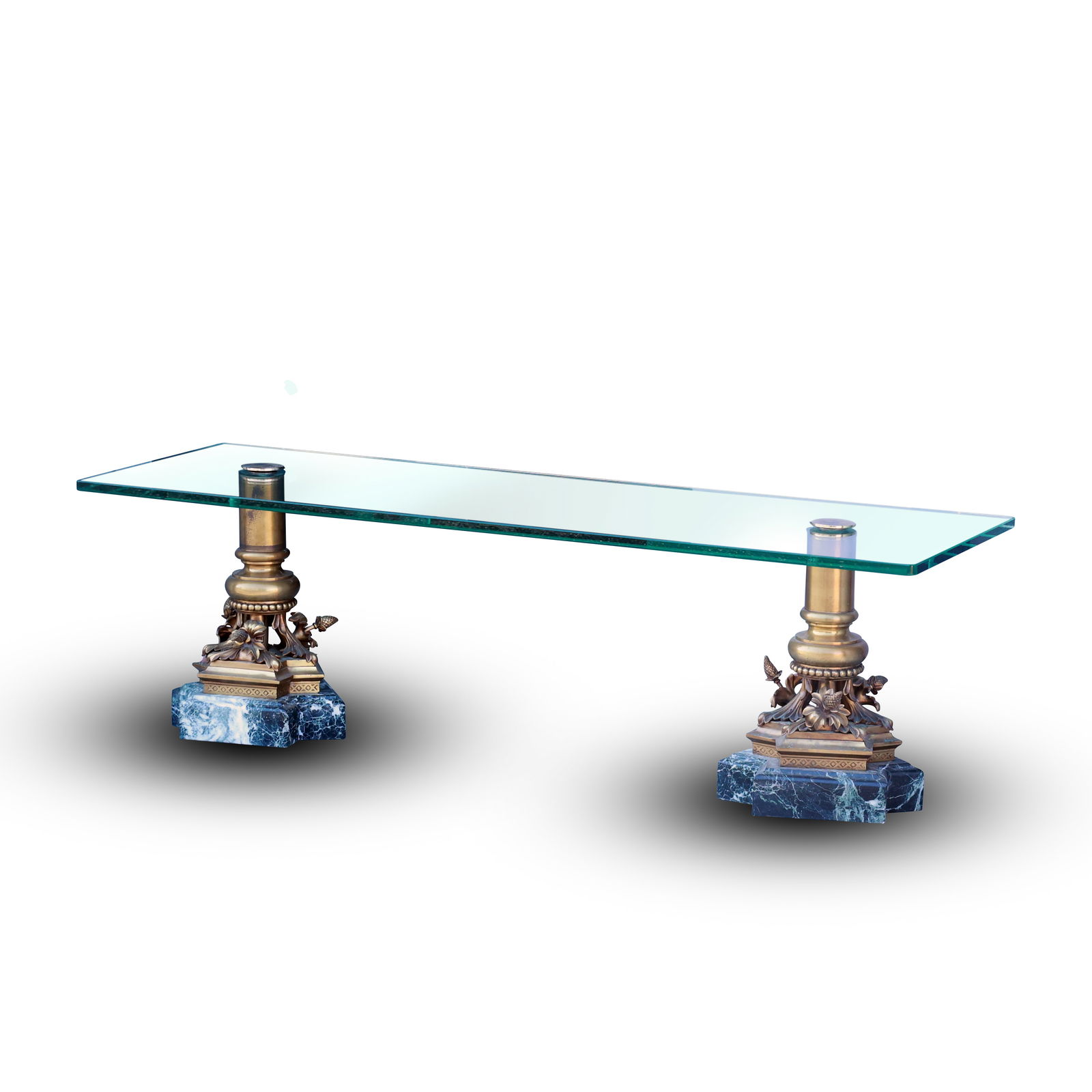 Continental Glass-Top Coffee Table, Bronze Marble and Glass Top 60 inches x 20 in., 18.5 in. height (1 of 18)