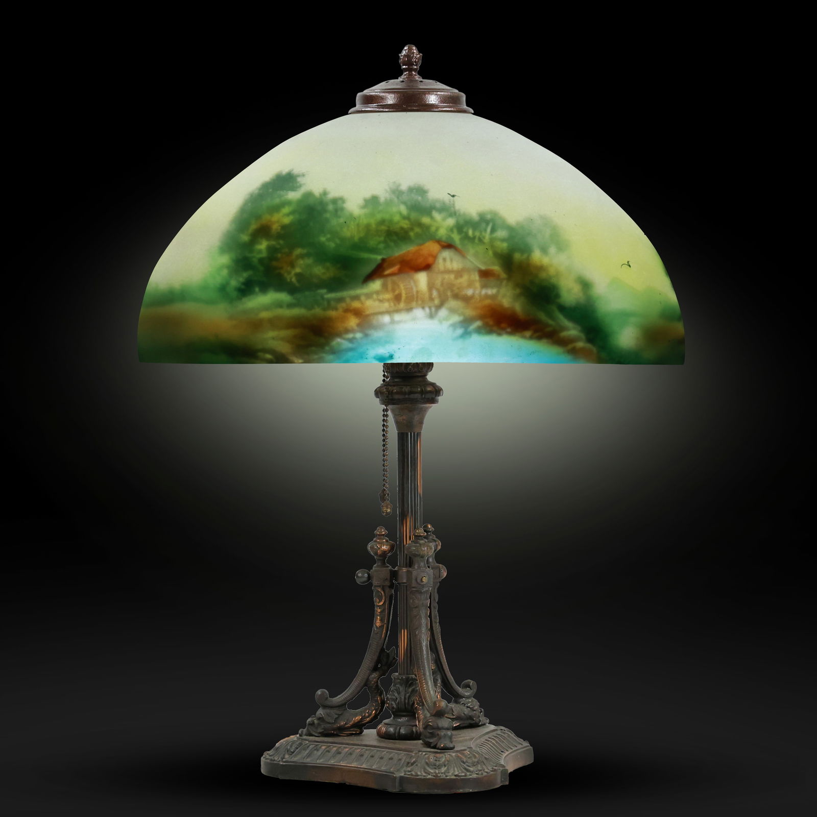 Pittsburgh Reverse Painted Lamp with Serpentine Base (1 of 20)