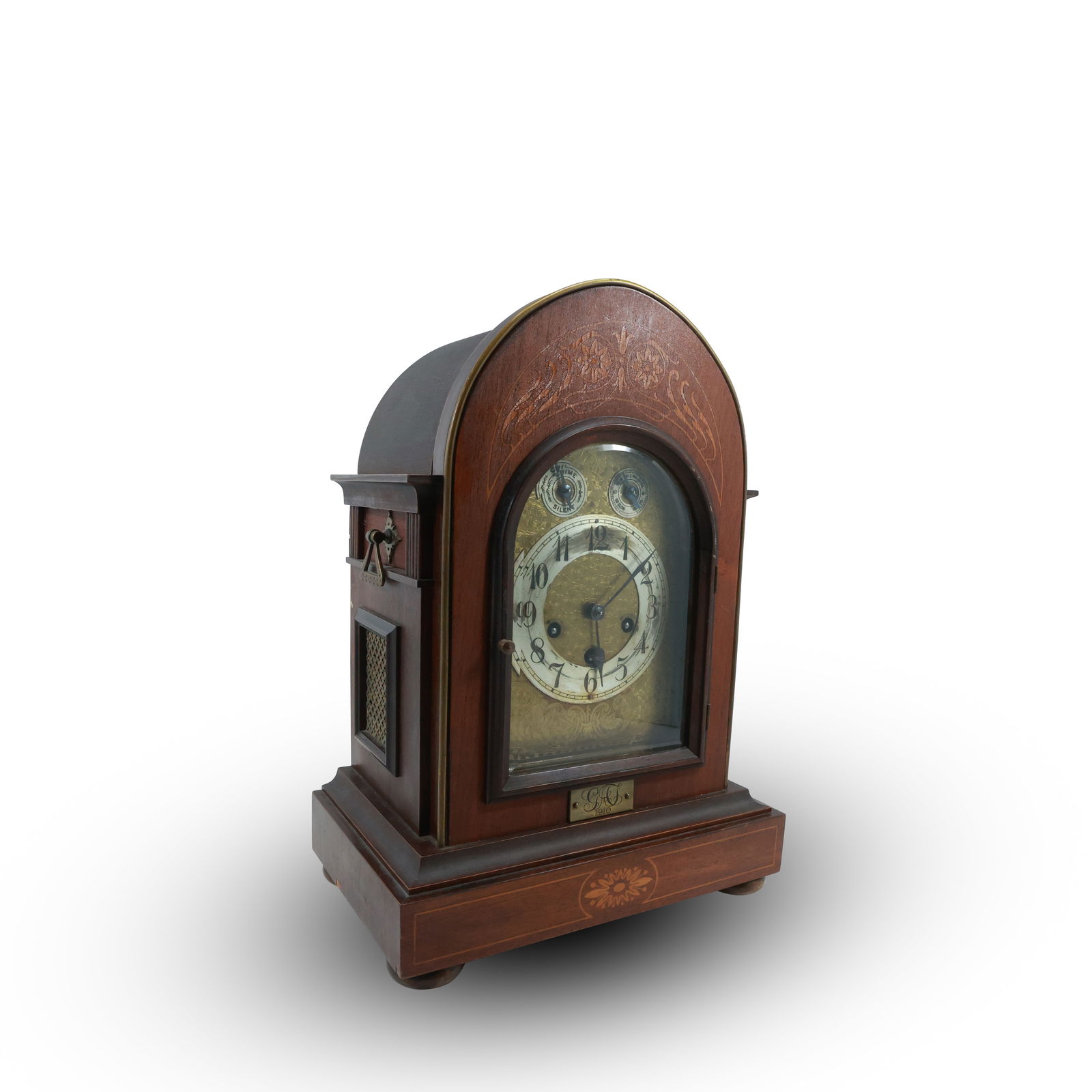 Antique Edwardian Chiming Mantel Clock, Marked 1910, with Junghans Movement (1 of 20)