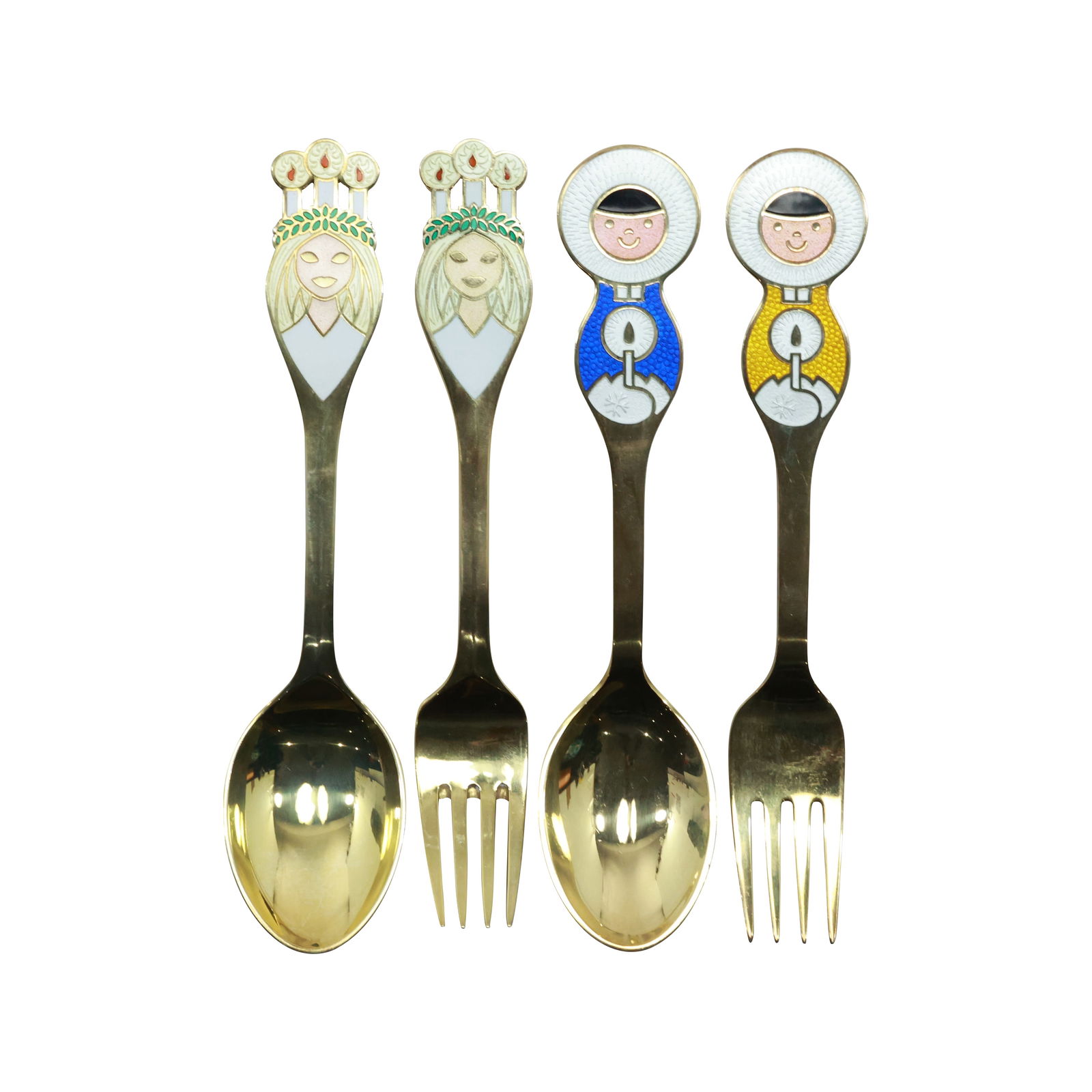 1969 Ib Antoni Signed "Greenlander" Vermeil Christmas Spoons & Forks by Michelsen Sterling 184 grams (1 of 20)
