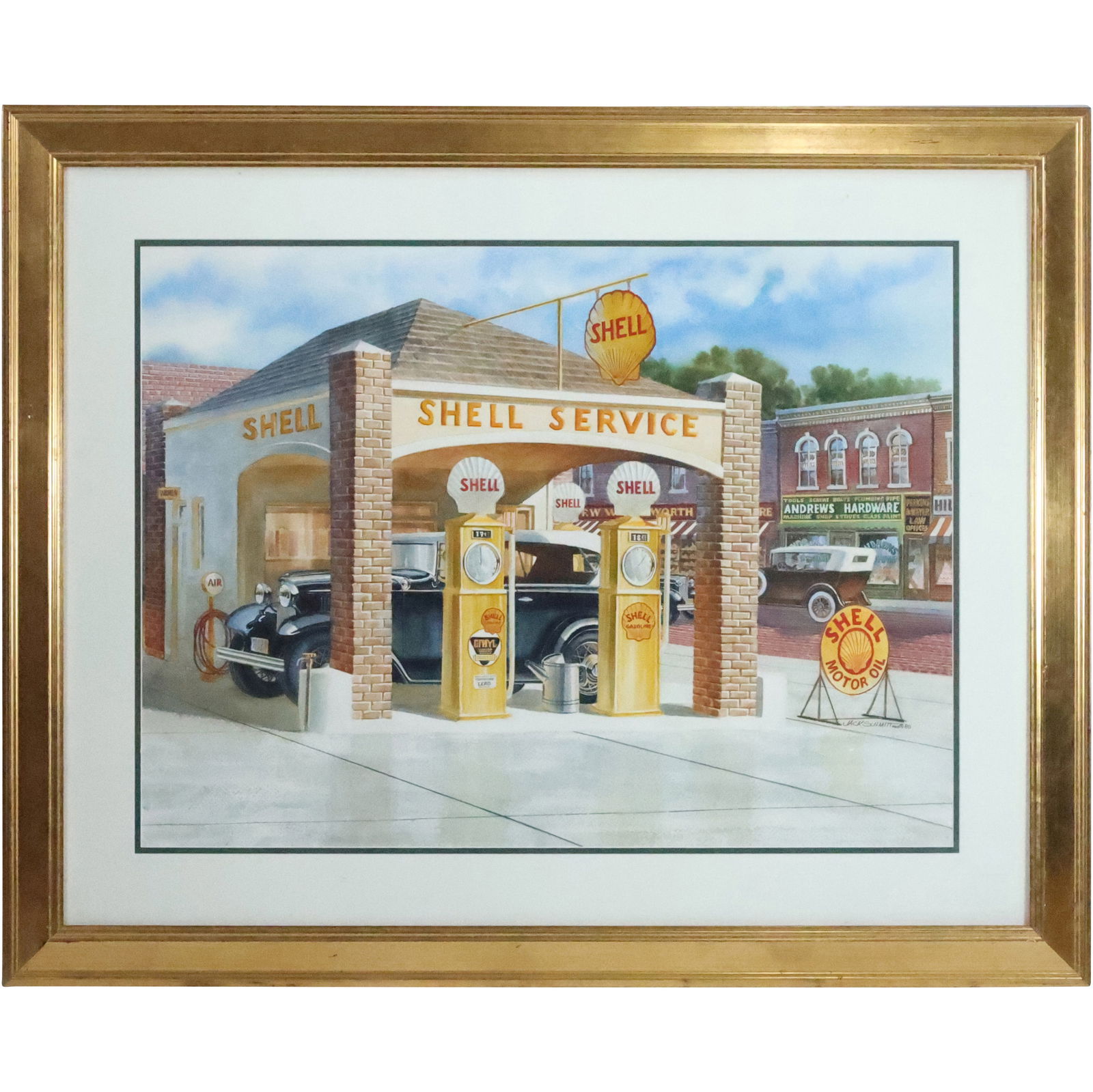 Jack Schmitt Shell Gas and Service Station Watercolor on Paper (1 of 14)