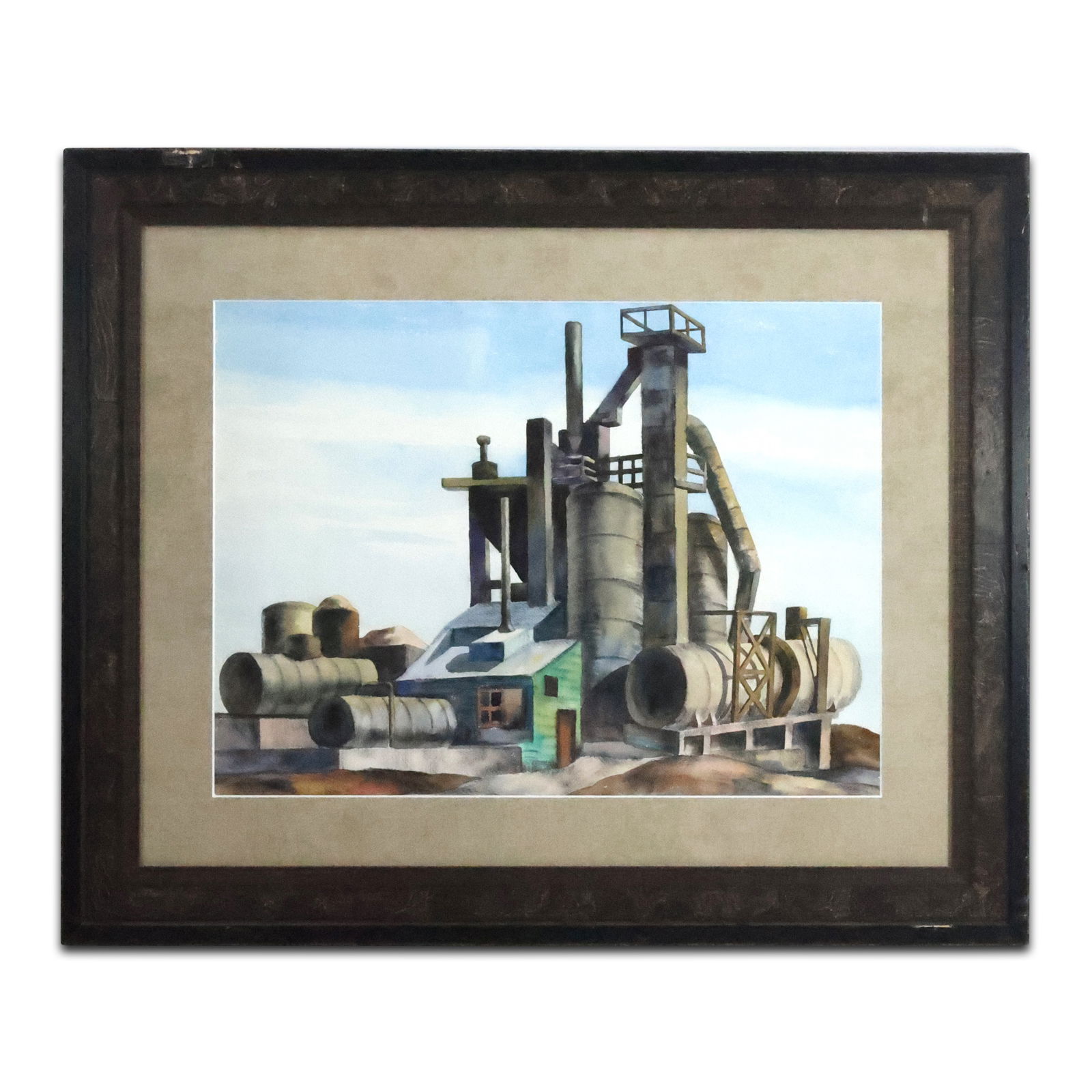 Louis Wolchonok (1898 - 1973 American] Watercolor Industrial Era Factory , Estate Stamp (1 of 14)