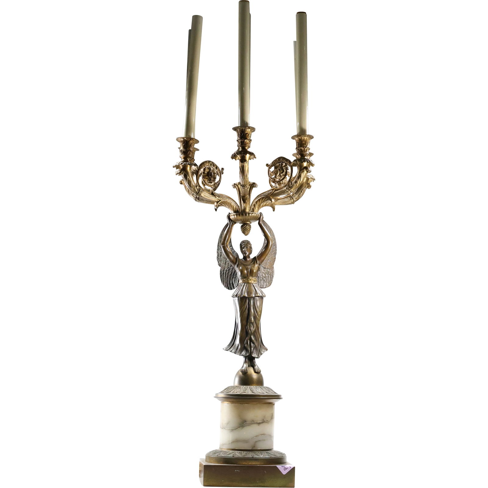 Pierre-Philippe Thomire Attrib. Antique Neoclassical Bronze Candelabra winged victory Lamp (1 of 18)