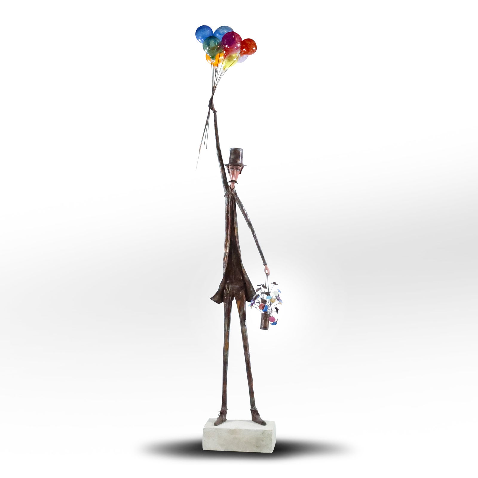 Signed Jim Lewk Oversized 6 ft Balloon Man Tall Copper Patina Sculpture murano glass balloons (1 of 19)