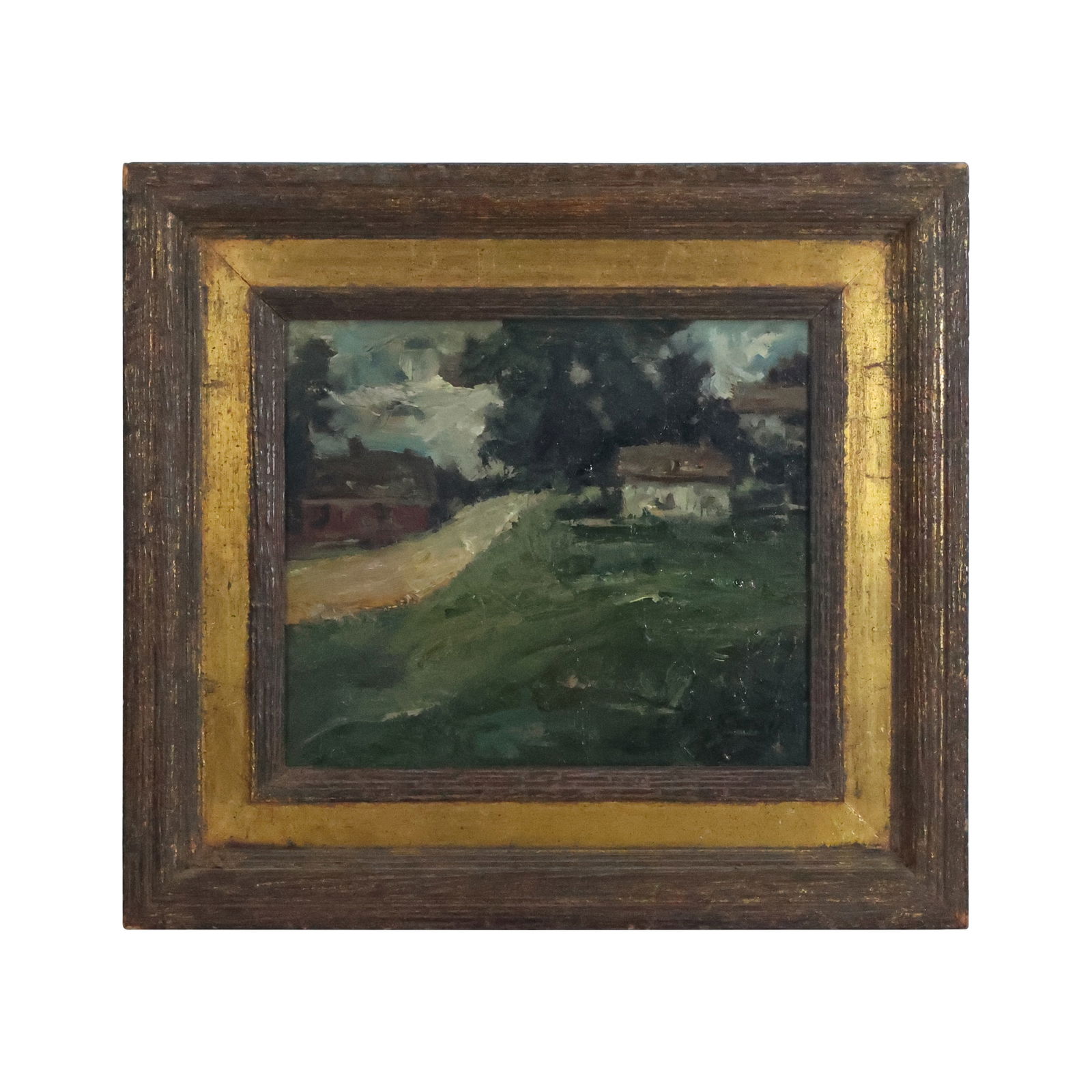1930s Oil on Canvas Painting Impressionist Landscape with Cottage, Artist Signed, Framed (1 of 13)