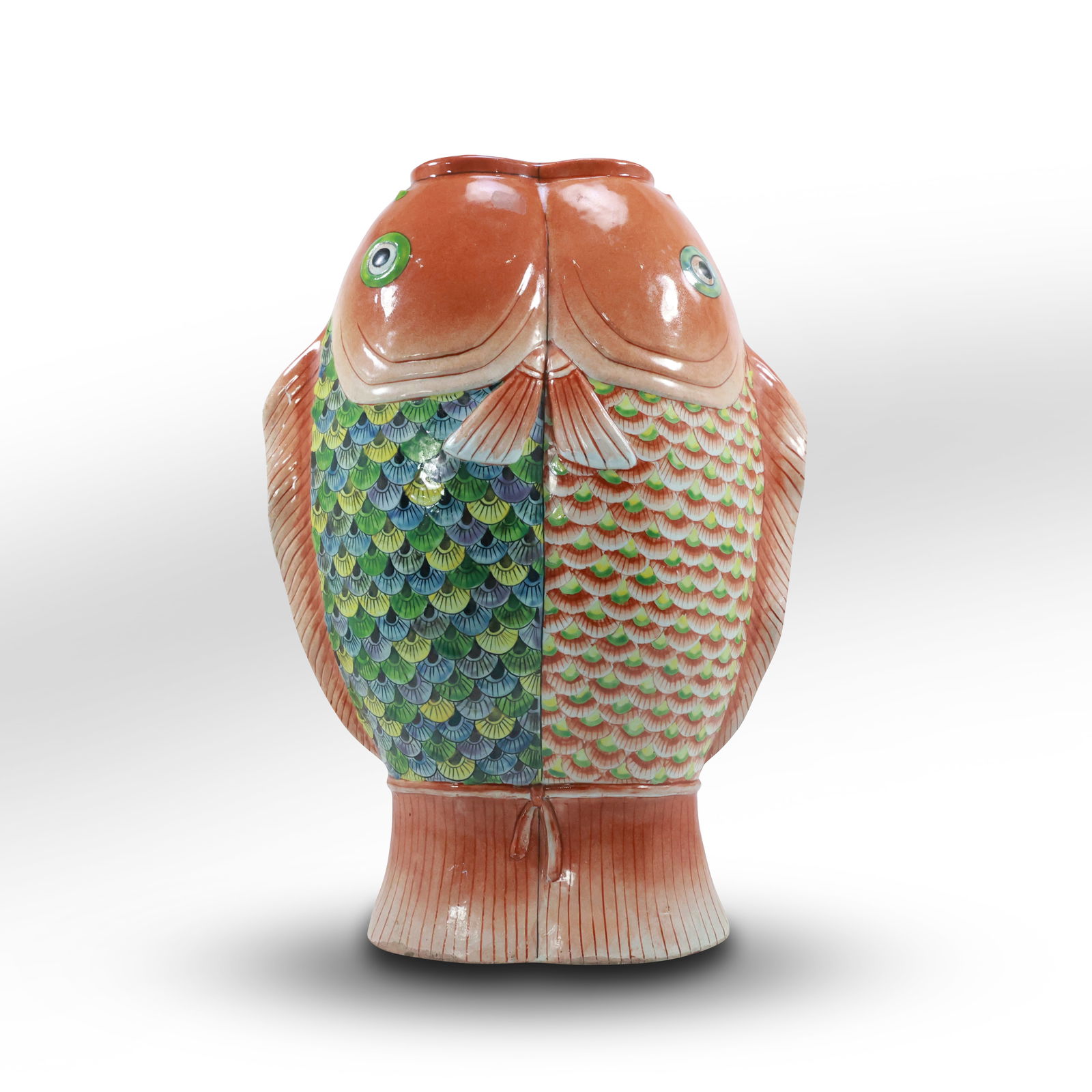 Antique Chinese Hand Painted Iron Red Double Carp Vase Circa Kangxi period (1662-1722) (1 of 14)