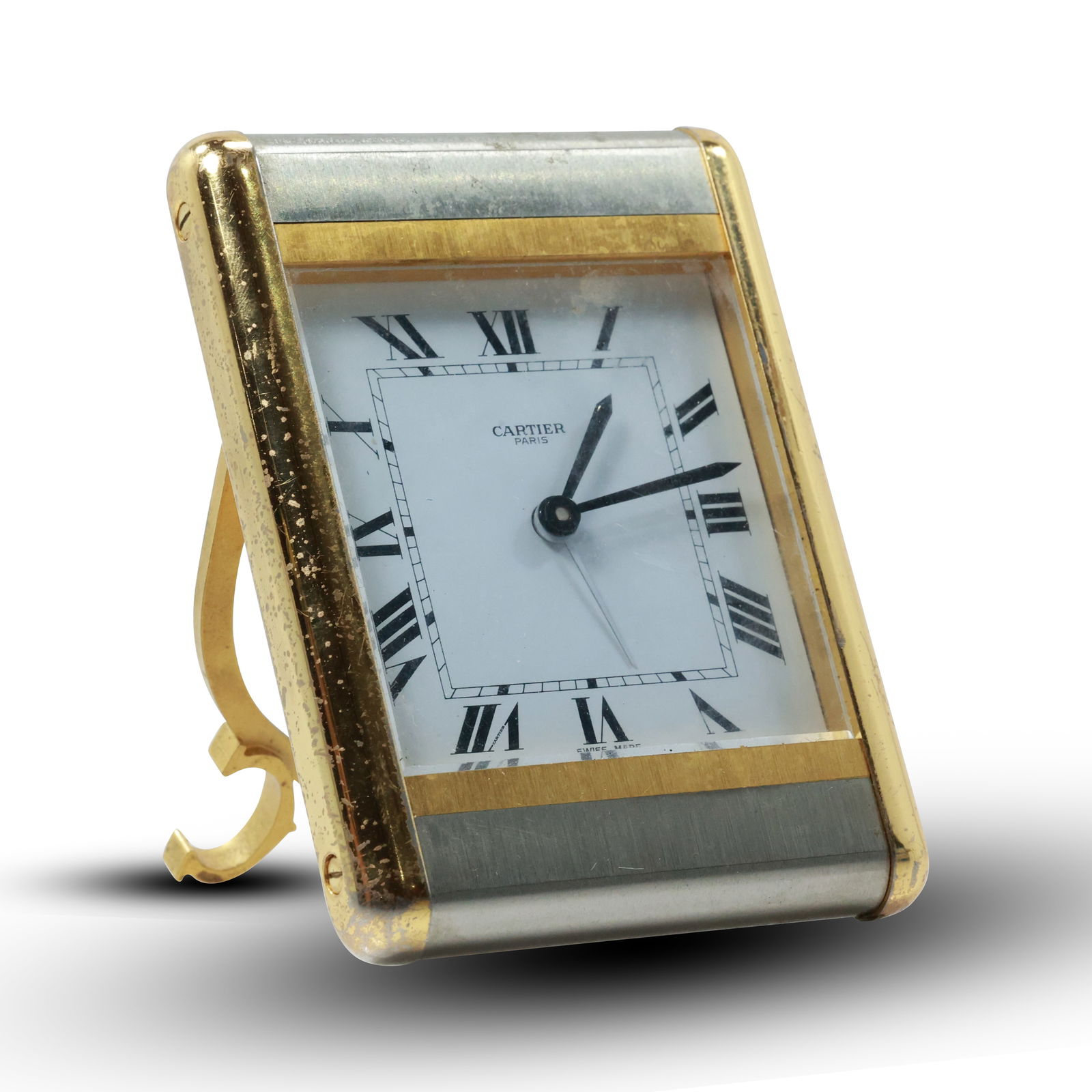 CARTIER Paris Swiss Quartz Vintage Brass Travel Clock 4 in. x 3 in. x 3 in. (1 of 11)