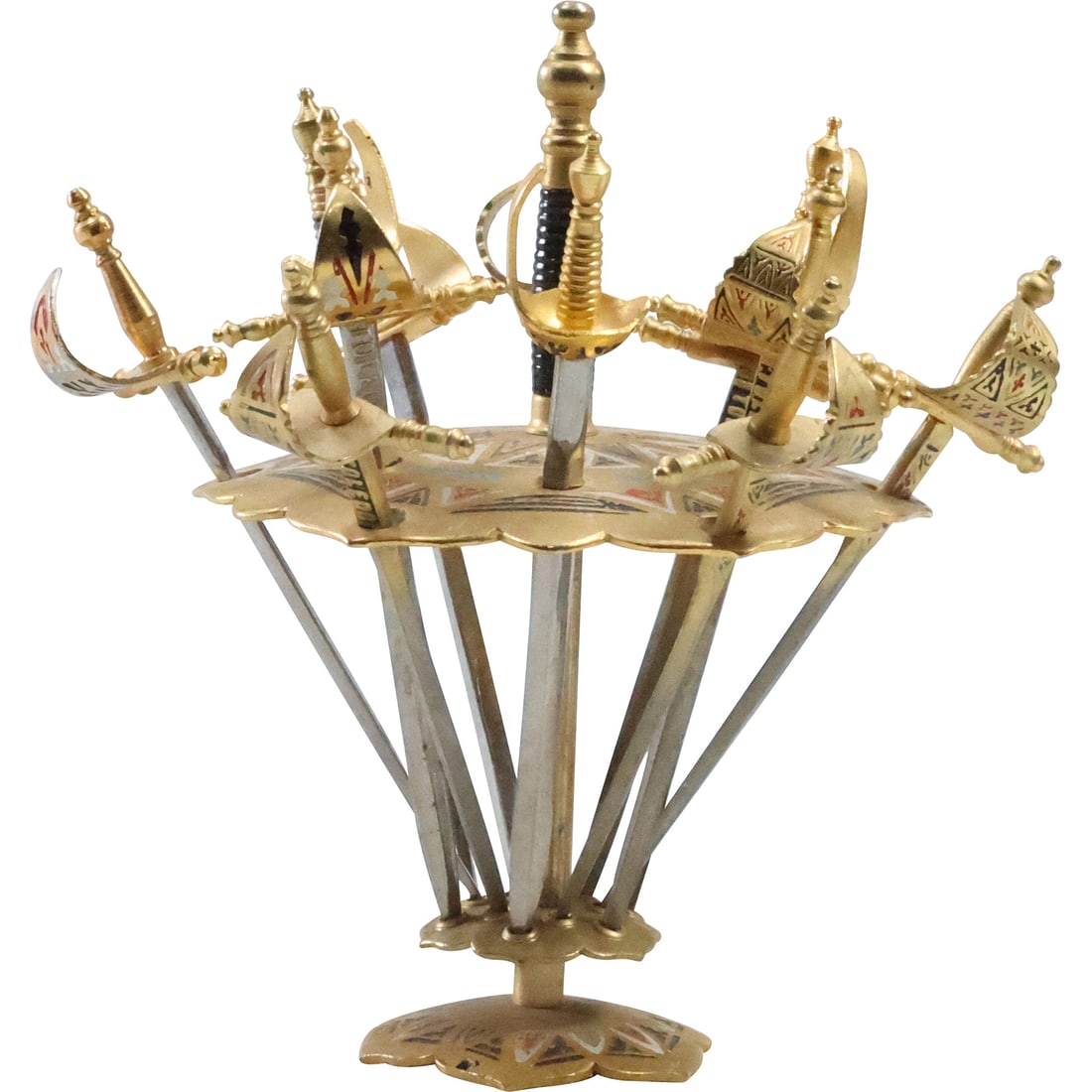 "Toledo" Hors D'Oeuvres Enameled Sword Cocktail Skewers in Holder 4 in. x 4 in. (1 of 20)