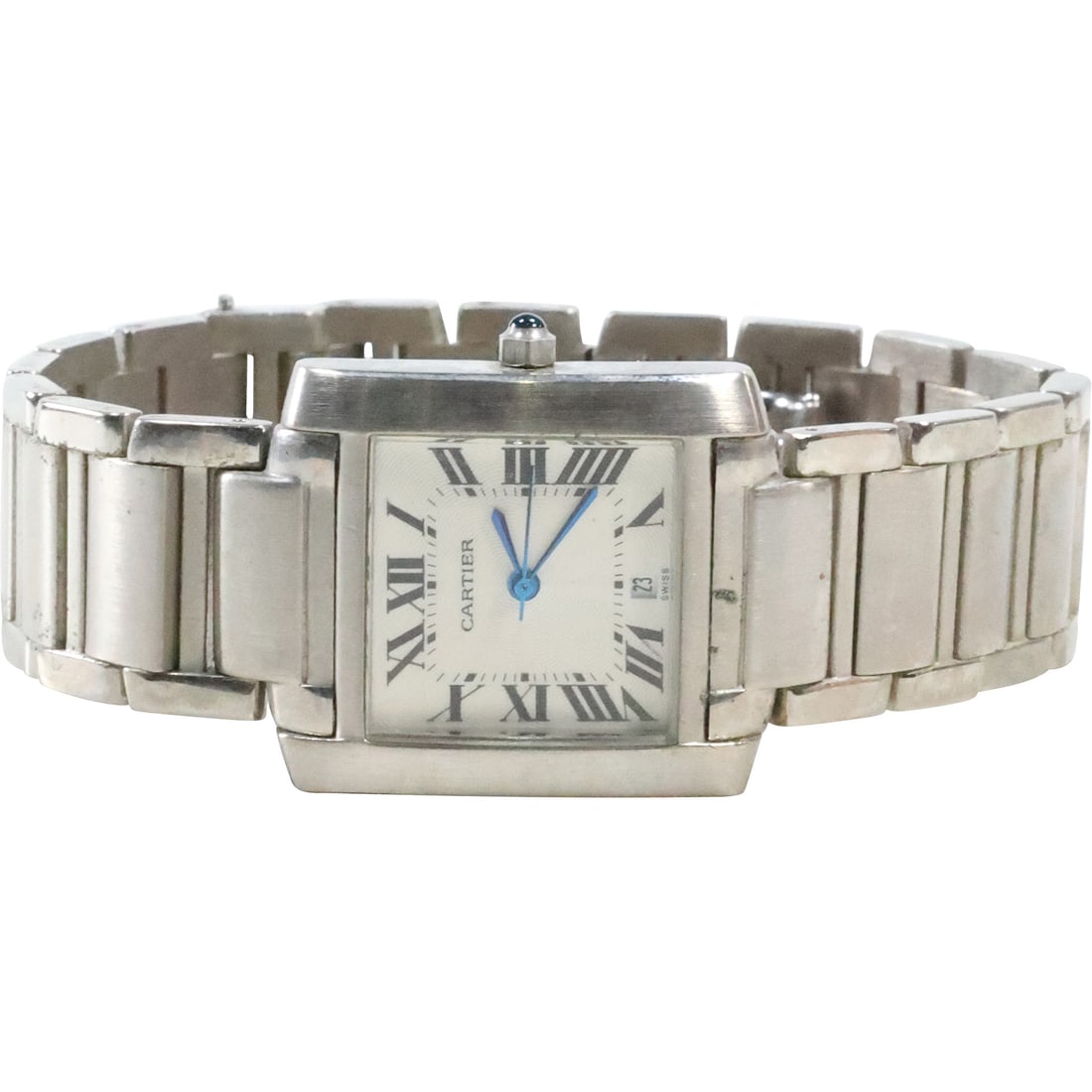 CARTIER Paris .925 Sterling Silver Wristwatch, works, Swiss, Plaque or D 20M, 050343 (1 of 18)