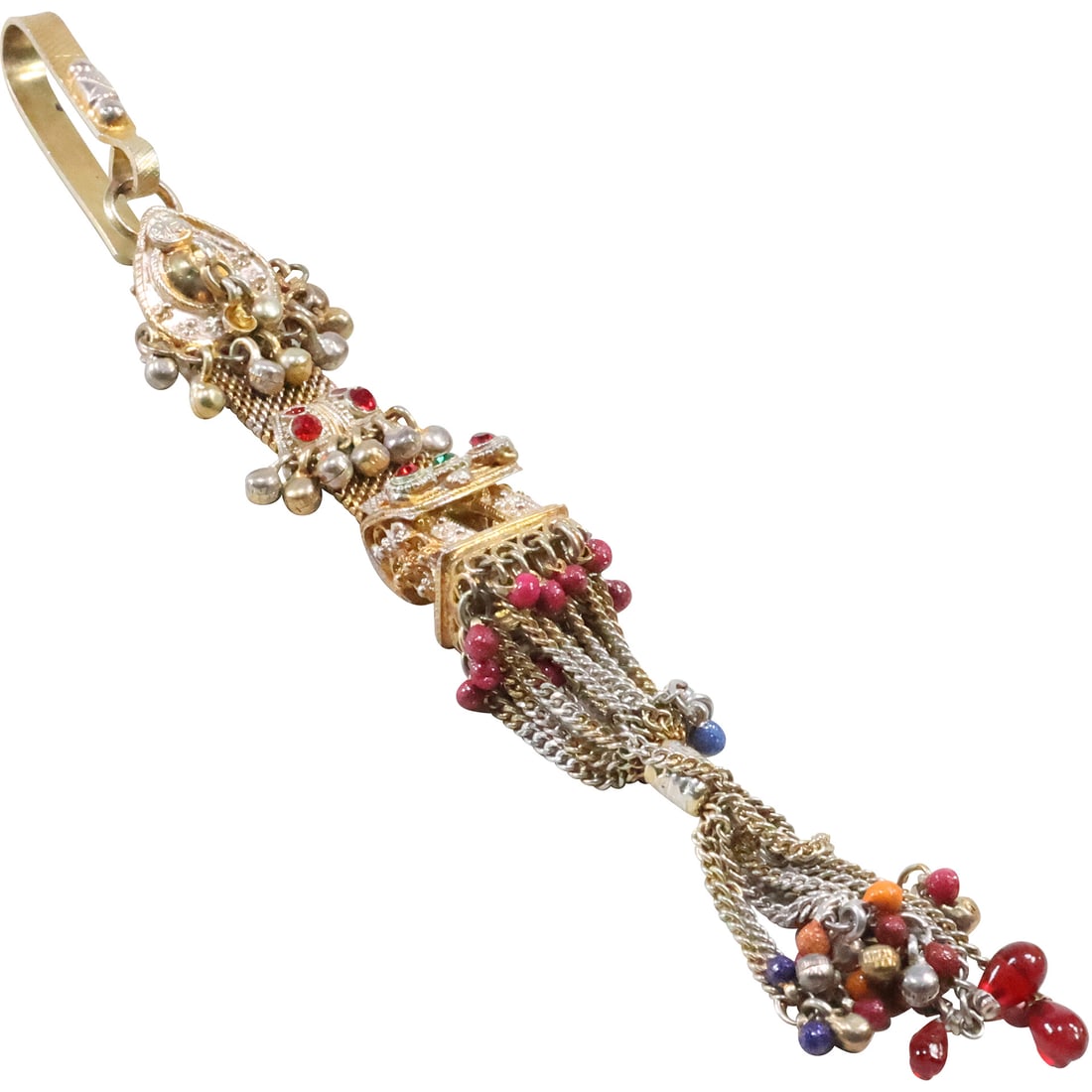 Ladies Victorian Pocket Watch Chatelaine Jeweled and with Rhinestones 8 1/2 in. x 1 1/4 in. (1 of 19)