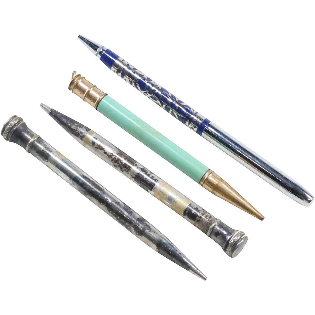4 Assorted Writing Instruments: 2 Silver Plate Wahlever Sharp; Sterling Enameled Hollywood Pen; (1 of 20)