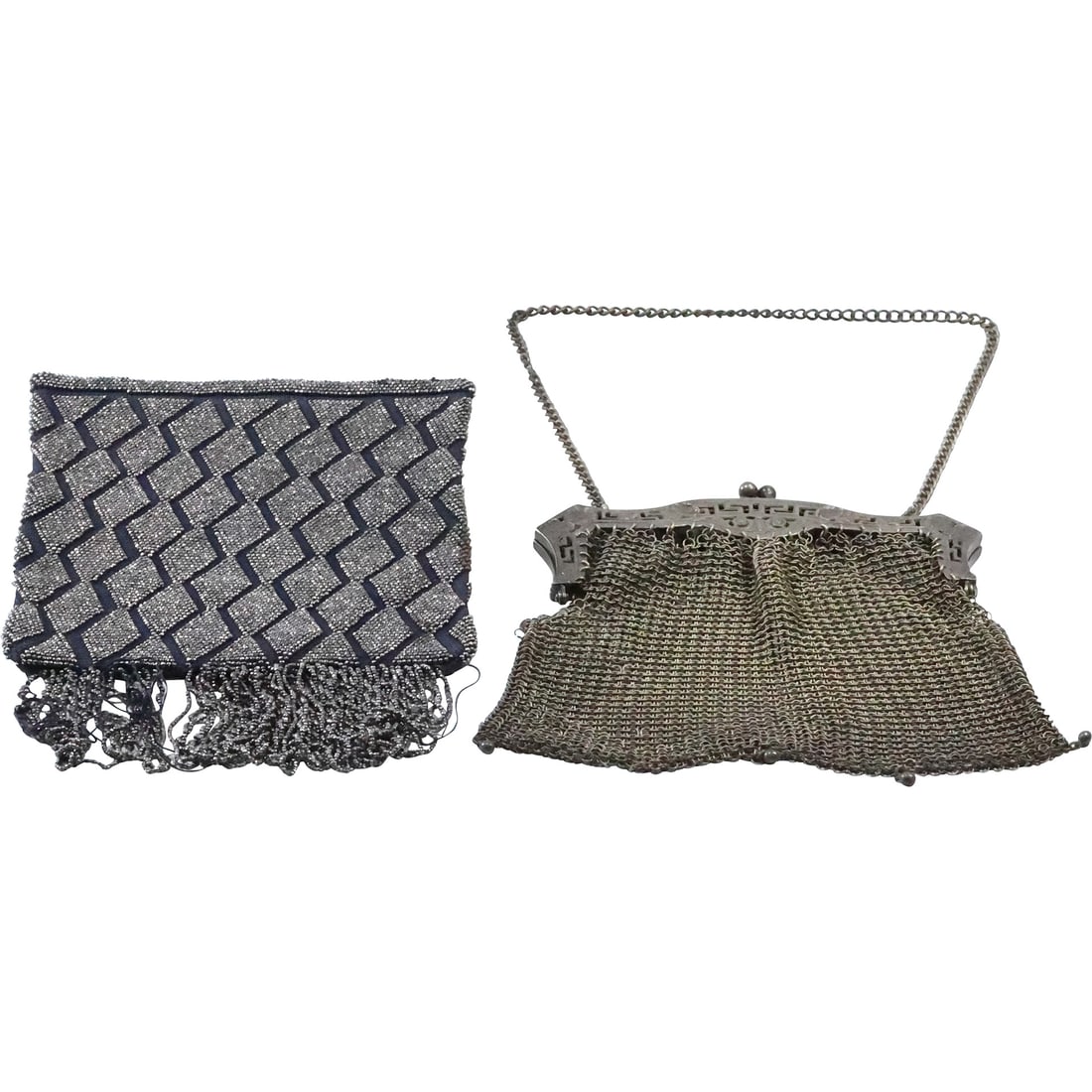 [2] German Silver Victorian Floral Frame Mesh Purse and Art Deco Beaded Bag [not finished] (1 of 20)