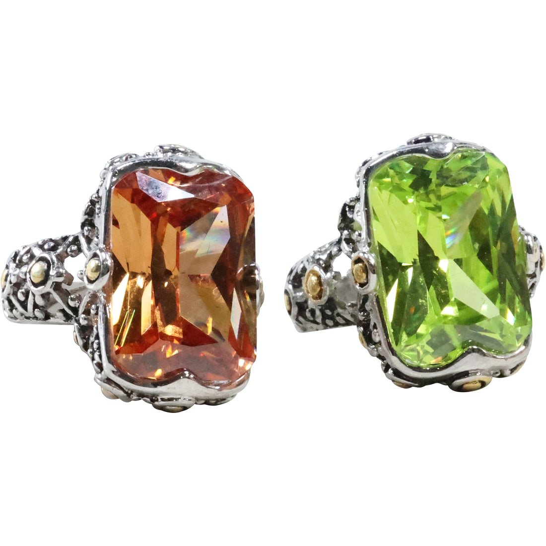 [2] 18K GE with Amber Orange Stone Ring size 8; 18K GE with Peridot CZ Ring size 8 , 1 in. x 1 in. (1 of 20)