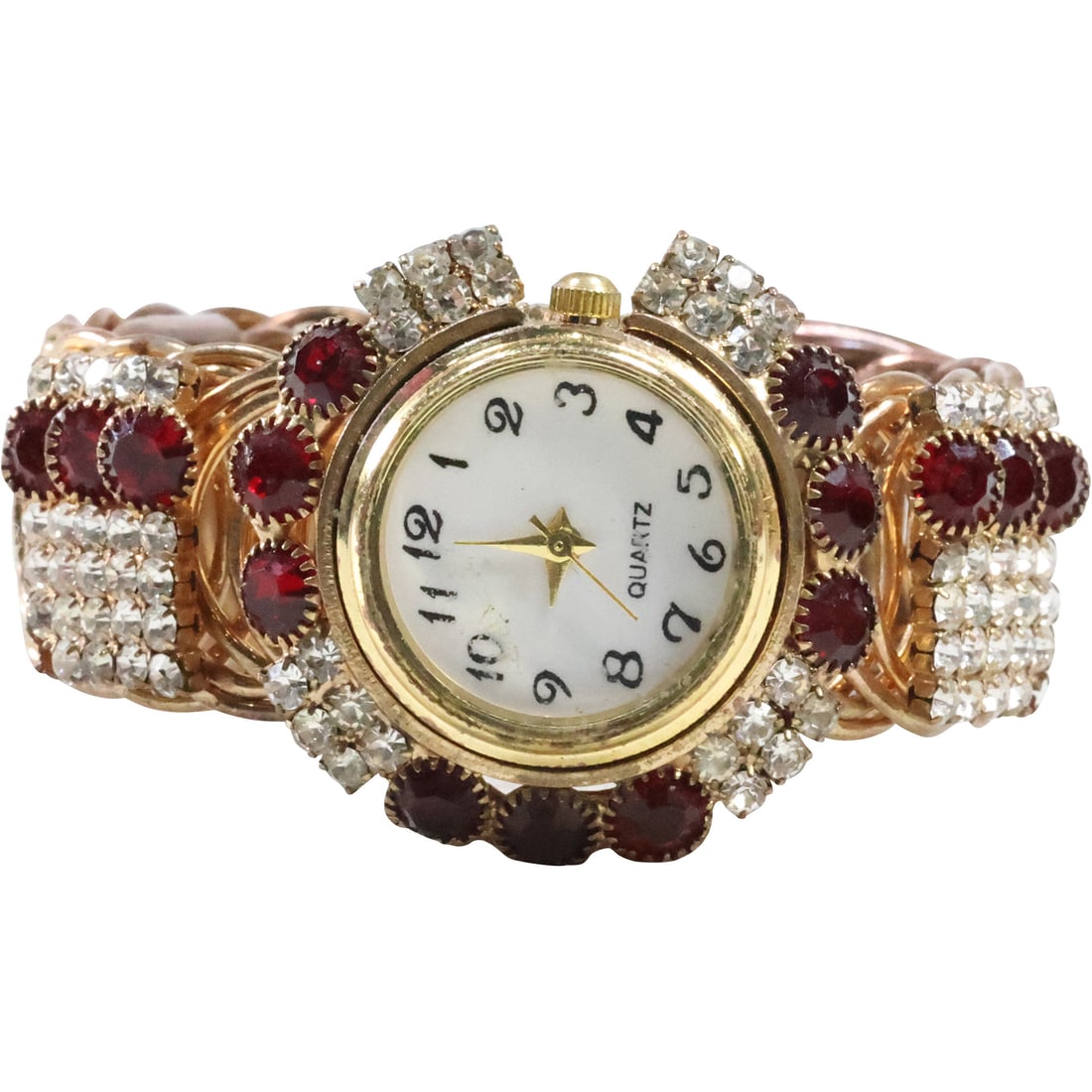 Vintage Copper Wire and Rhinestones Bracelet and Watch 9 in. x 7/8 in. (1 of 16)