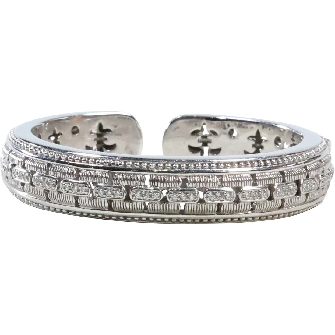 .925 Sterling Silver Judith Ripka Heavy Quality Cuff Bracelet with CZ weighs 74.6 grams total (1 of 17)