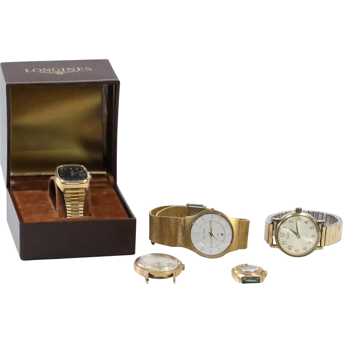 5 Assorted Vintage Wristwatches: Sears 7 Jewels; Timex Self Wind with Date; Longines in Box; (1 of 20)