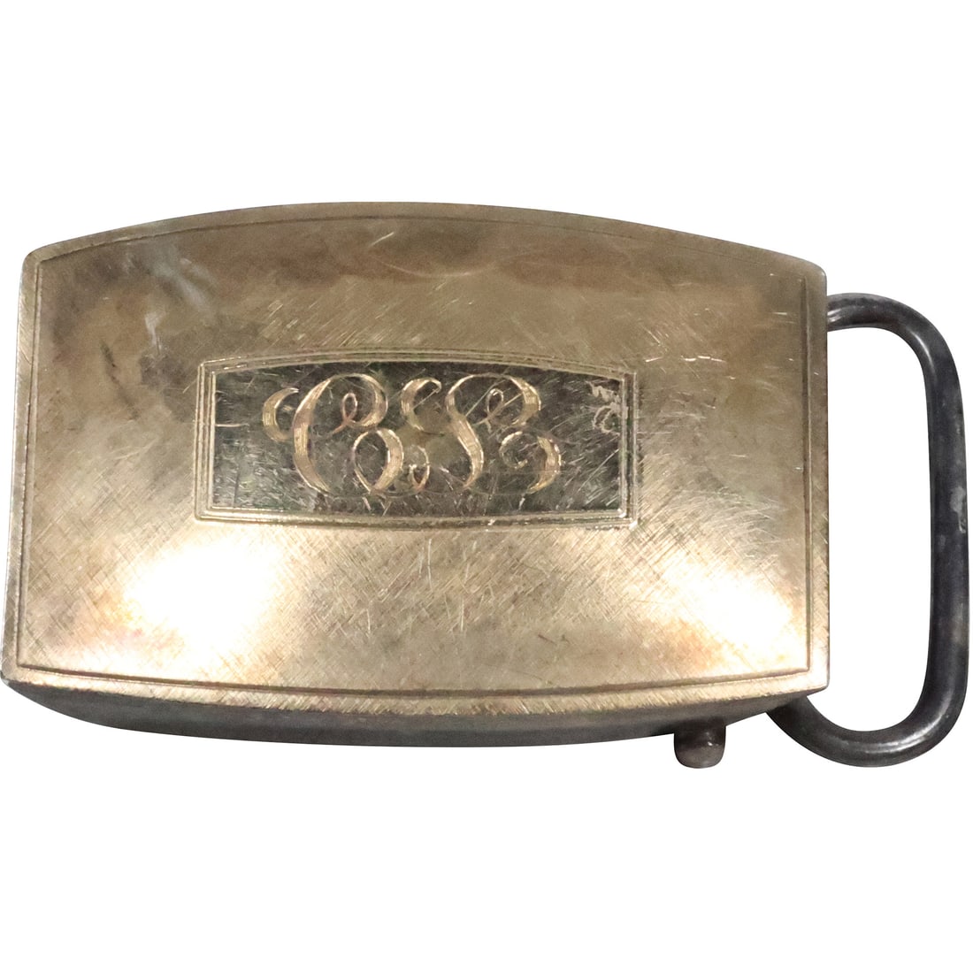 Sterling Silver and 14K Initial Buckle [Sterling Back and 14K Gold Front] 1 3/4 in. x 3/8 in.: Sterling Silver and 14K Initial Buckle [Sterling Back and 14K Gold Front] 1 3/4 in. x 3/8 in.