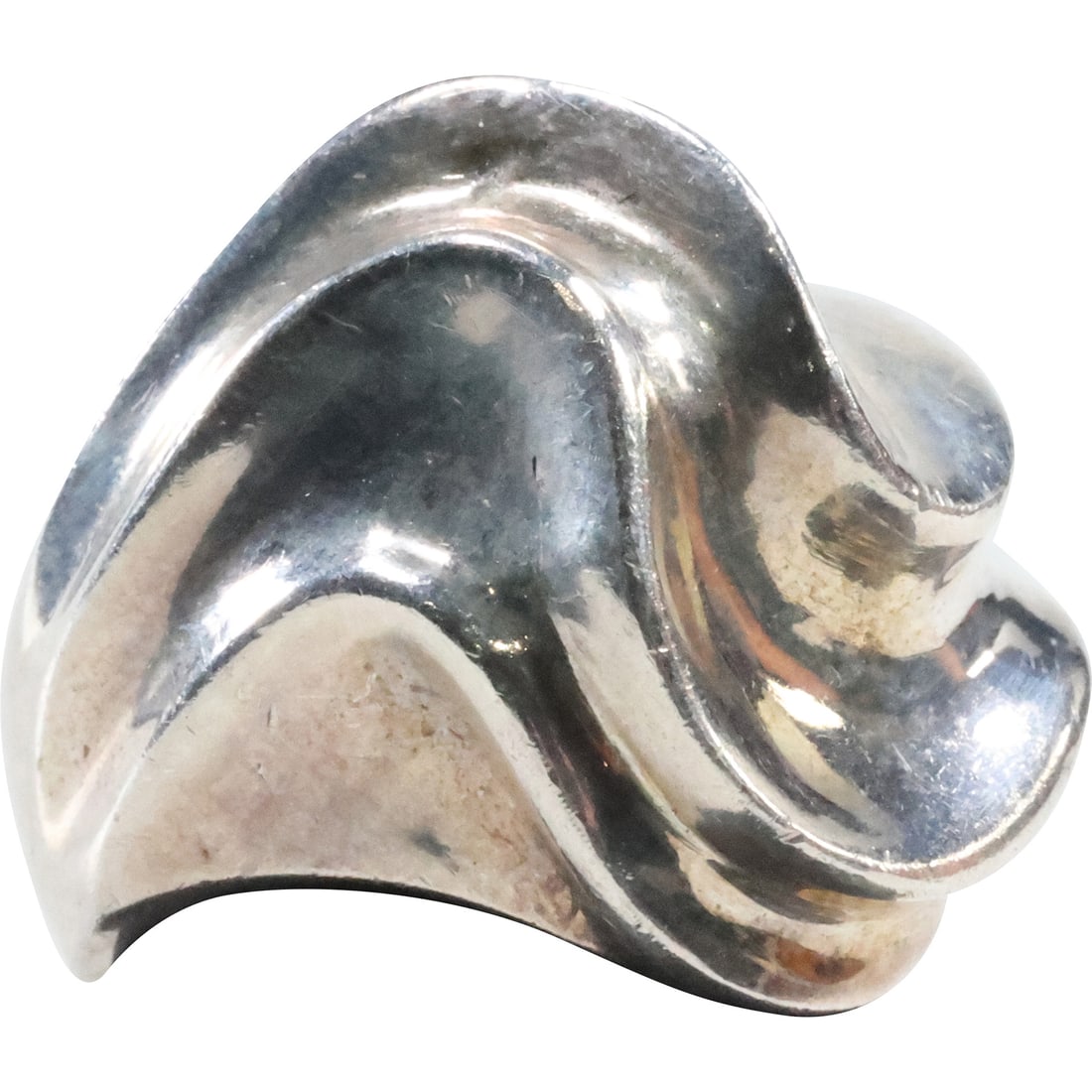 .925 Sterling Silver Mexico TA-11 Heavy Wavey Ring size 6.5 in. weighs 21.4 grams, 1 in. x 1 in. (1 of 12)