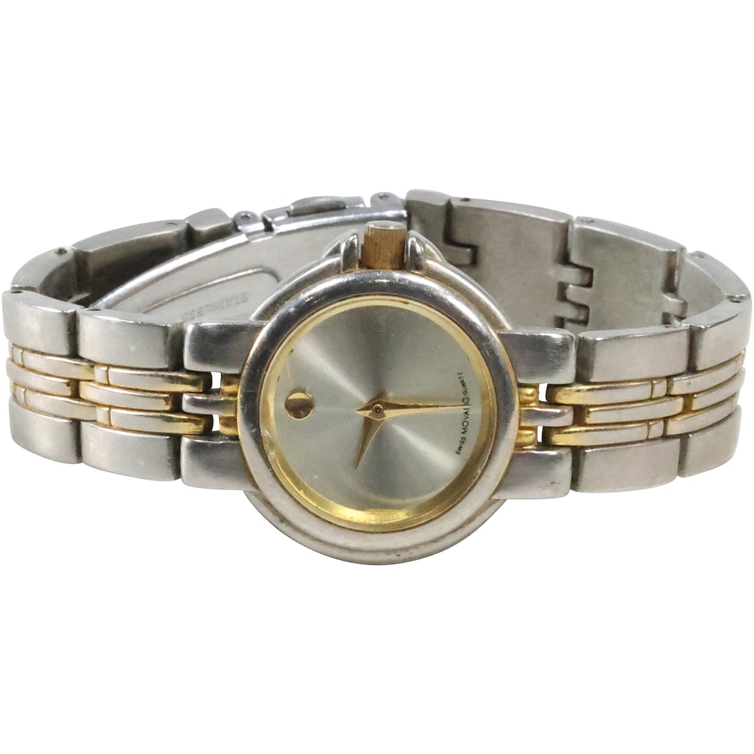 Movado Wristwatch Swiss Made 176582 Gold and Silver Tone , 1 1/4 in. dia.: Movado Wristwatch Swiss Made 176582 Gold and Silver Tone , 1 1/4 in. dia.
