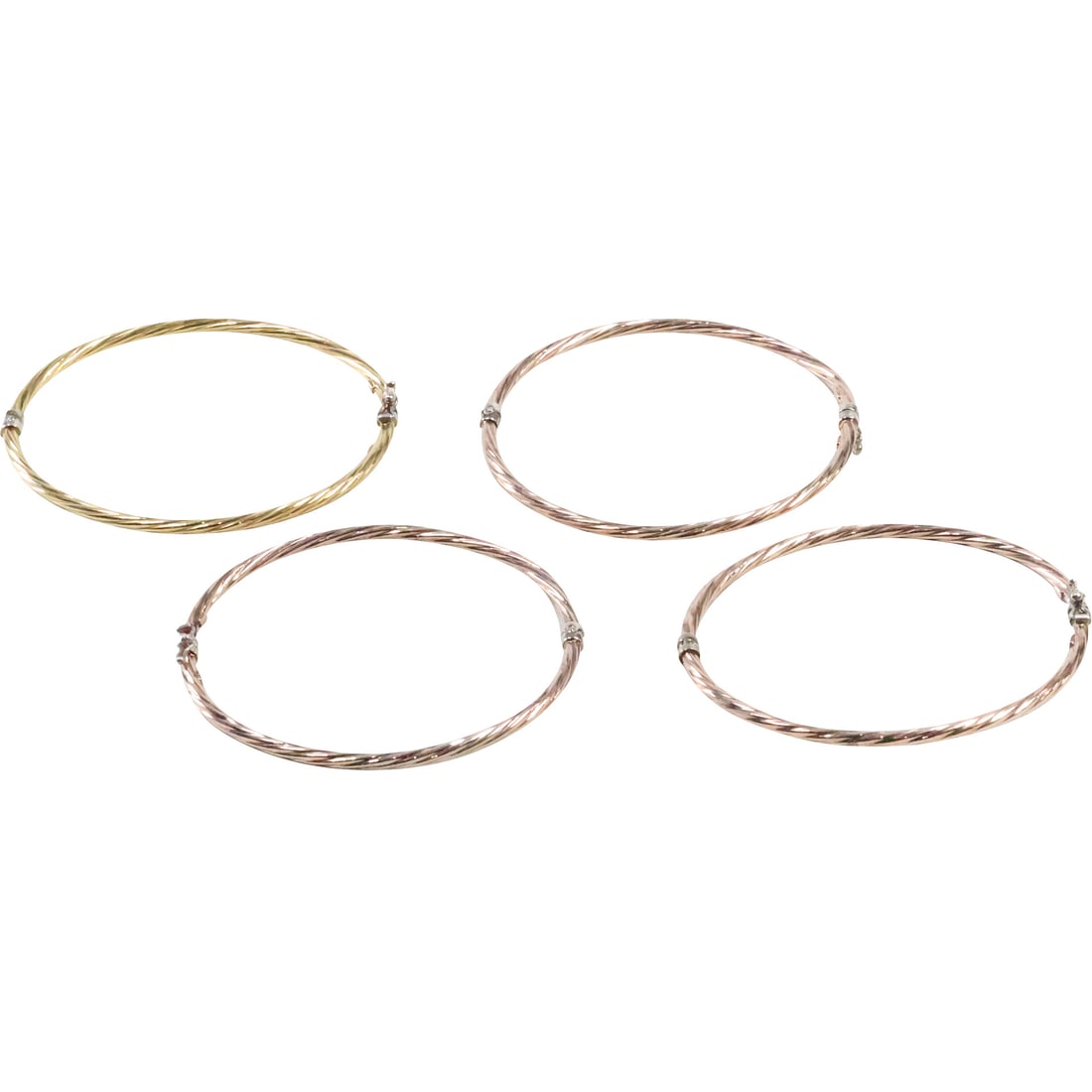 [4] .925 Sterling Silver and 1/20 14K Twist Design Bracelets, 3 Rose Gold, 1 Yellow Gold (1 of 18)