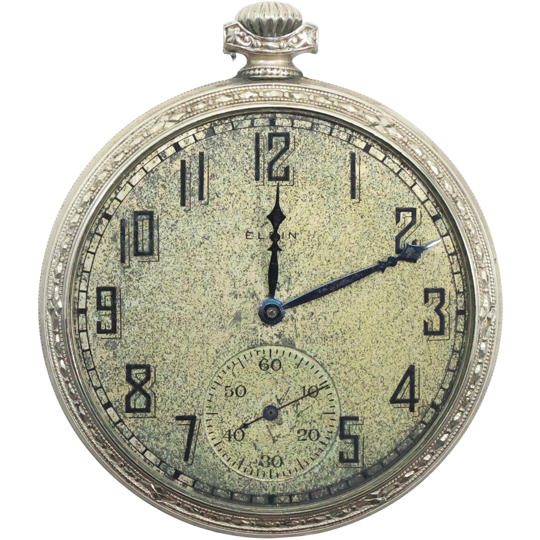 Elgin White Gold 14K GF Pocket Watch 17 Jewels, not working, no crystal 1 3/4 in. dia. (1 of 16)
