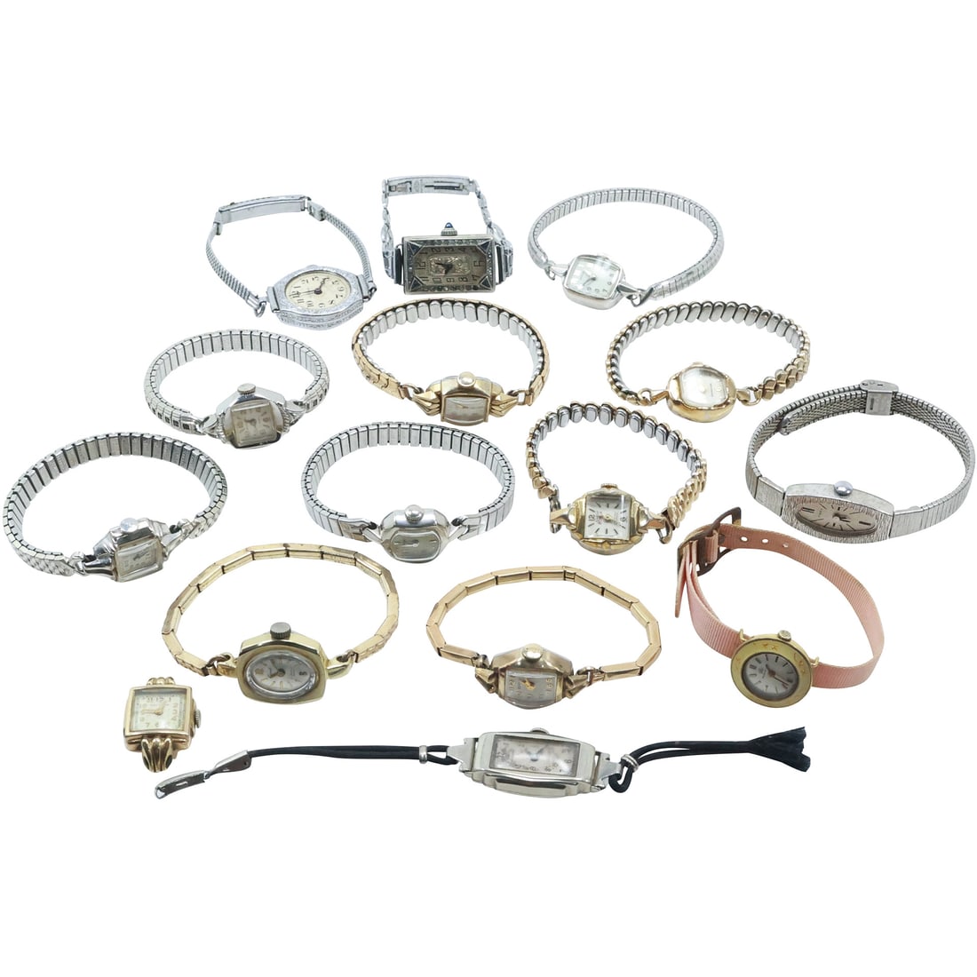 15 Assorted Ladies Wristwatches: Benrus, Waltham, Louvic, Hamilton, Elgin, Orvin, Cariole, Belforte, (1 of 20)
