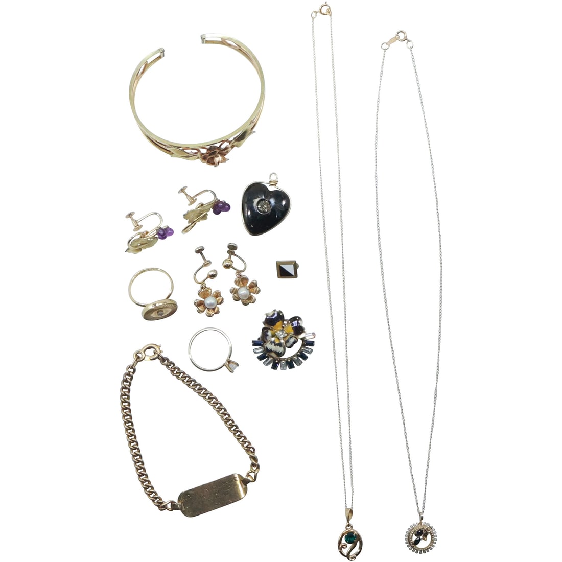 13 Pieces Assorted Gold Filled Jewelry: 10k GF Clear Spinel Engagement Ring size 7; 12K GF (1 of 20)