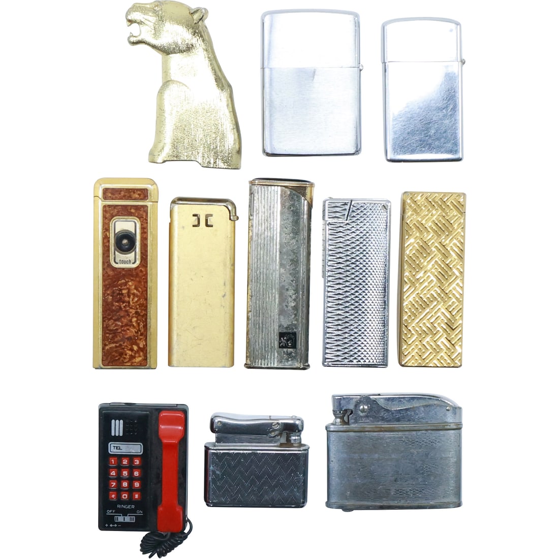 11 Assorted Vintage Lighters: Zippo, Penguin, Cowboy, Panther Masai, Viscount, Colibri, Firebird GT, (1 of 20)