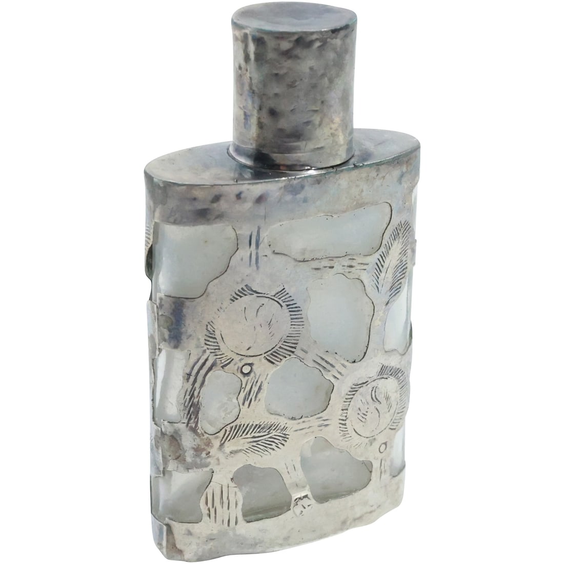 Sterling Silver Overlay Perfume Bottle 2 1/2 in. x 1 3/8 in. (1 of 20)