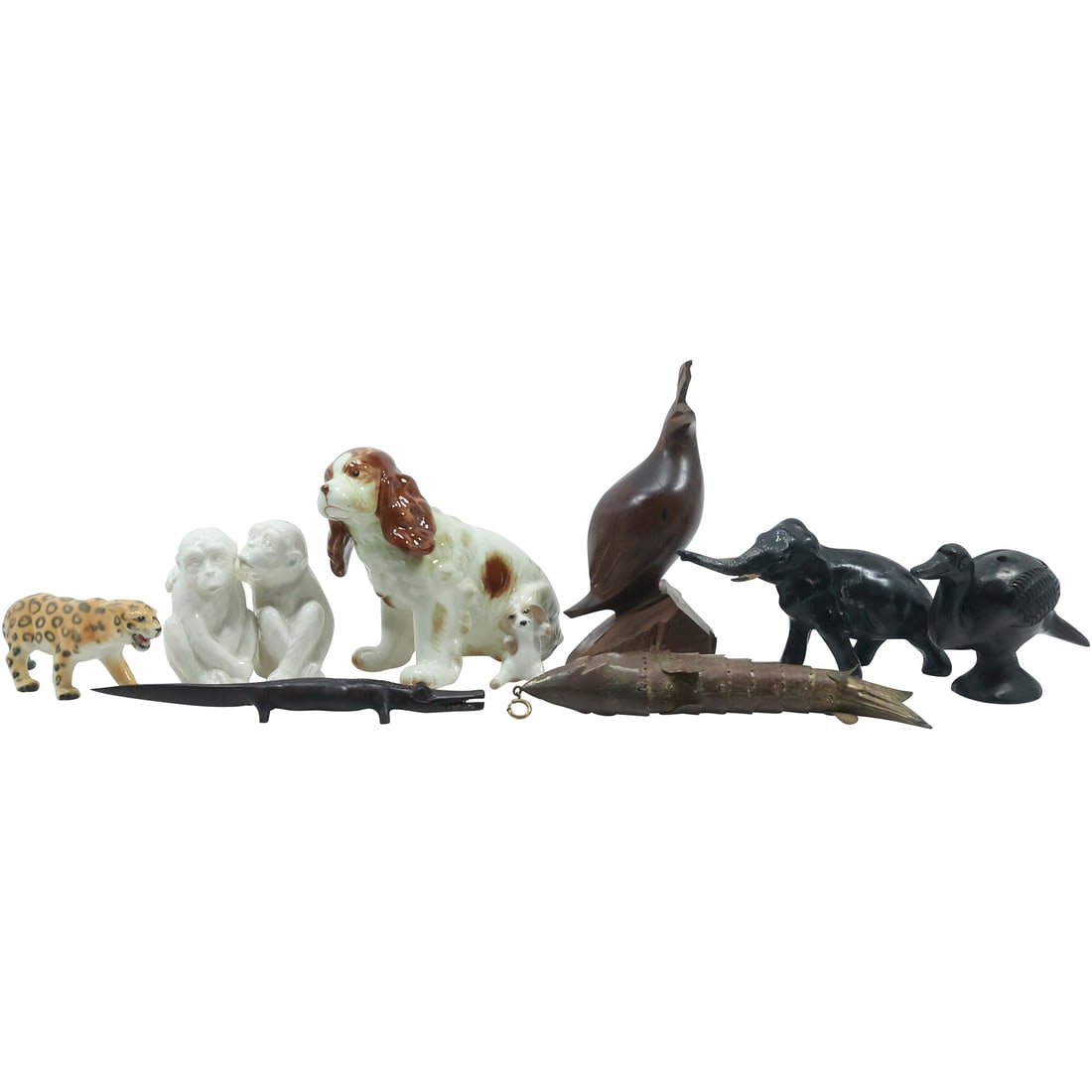 Assortment of Porcelain Animal Figurines Seal Elephant Dog Cheetah Monkeys (1 of 20)
