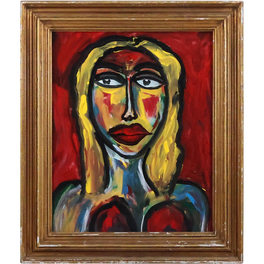 Thomas Pulgini, American, Oil on Board Painting Abstract Portrait of a Woman, Signed, Framed (1 of 20)