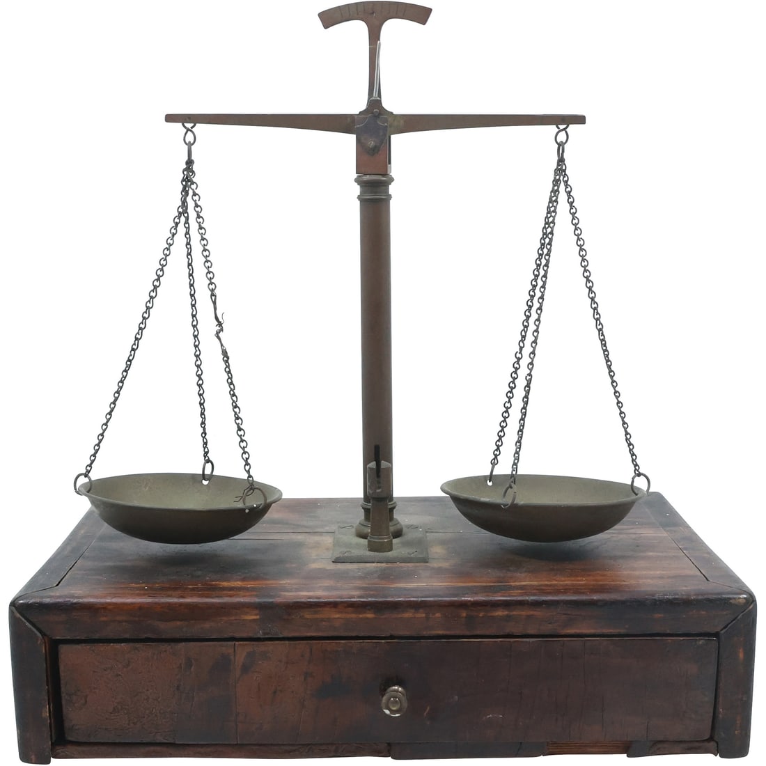 Antique French Victorian Charpentier A. Paris Brass & Wood One Drawer Balance Scale (1 of 20)