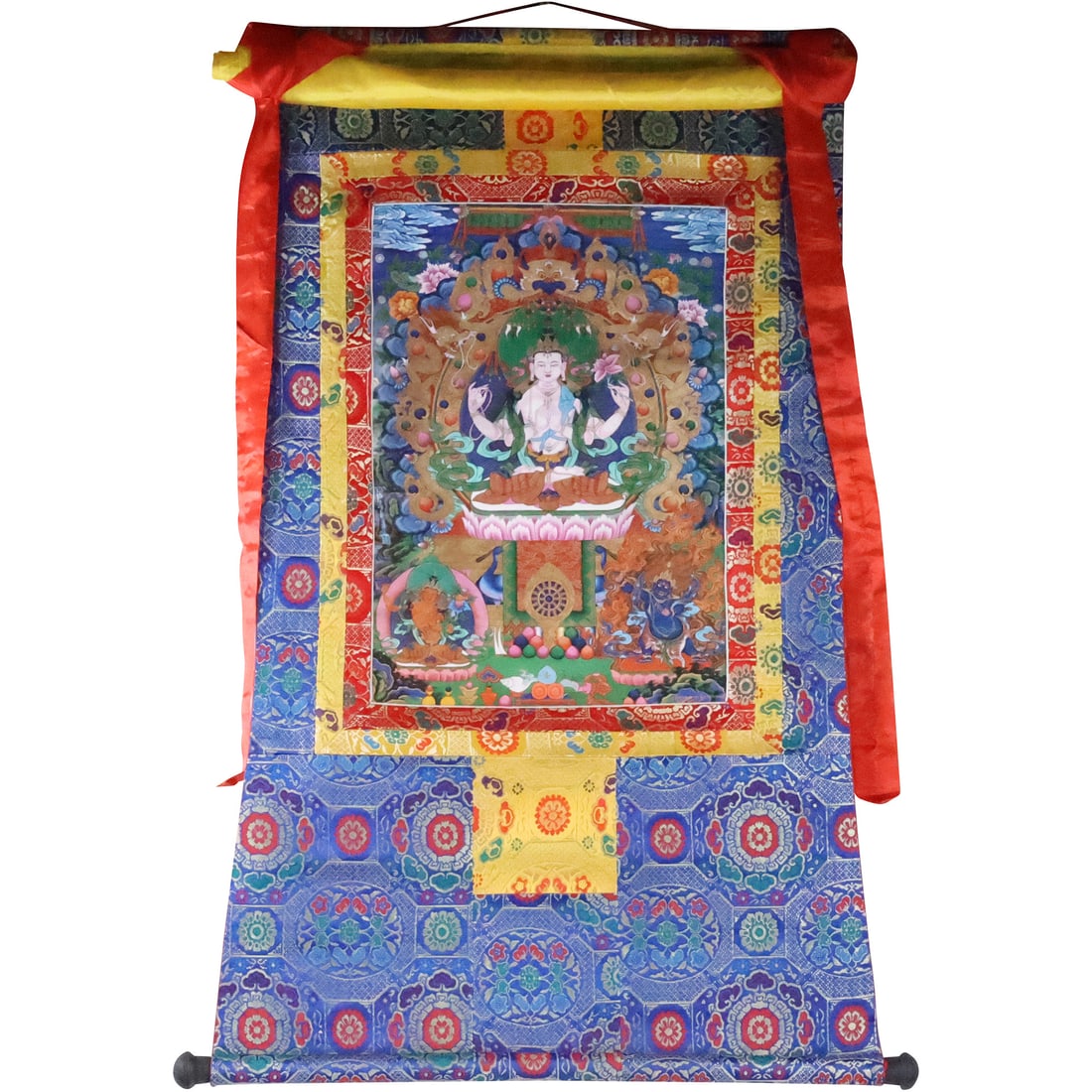 Tibetan Tangka Colorful Fabric Scroll 39.5 inches x 28 inches (1 of 20)