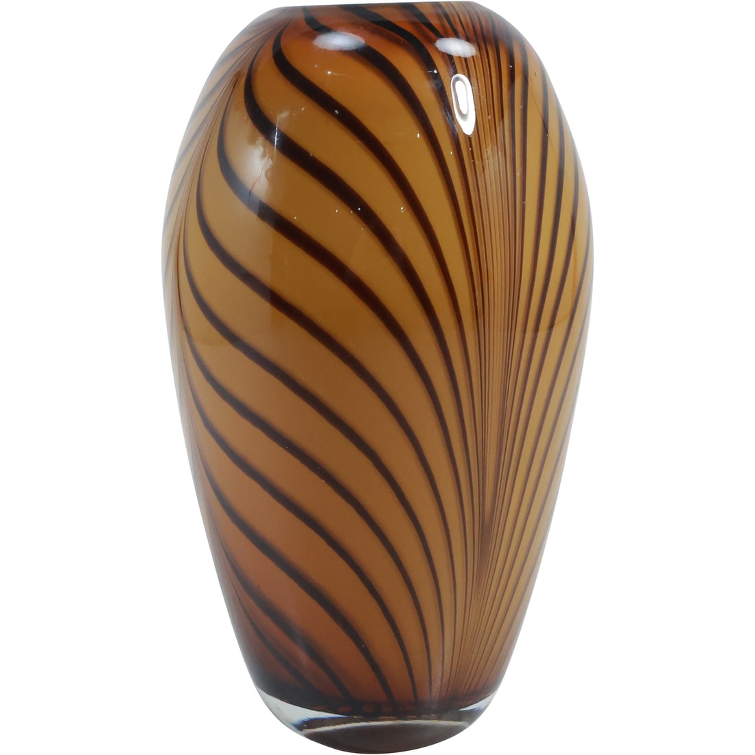 Hand Blown Glass Brown & Amber Tiger Stripe Vase 11 in. height x 5.5 in. wide (1 of 20)