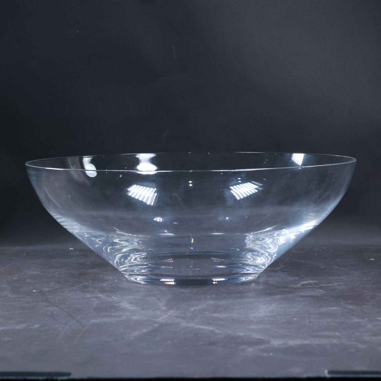 TIFFANY & CO Elegant Clear Crystal Glass Salad Bowl Made in Slovenia Original Label 11.75 in. dia. (1 of 16)