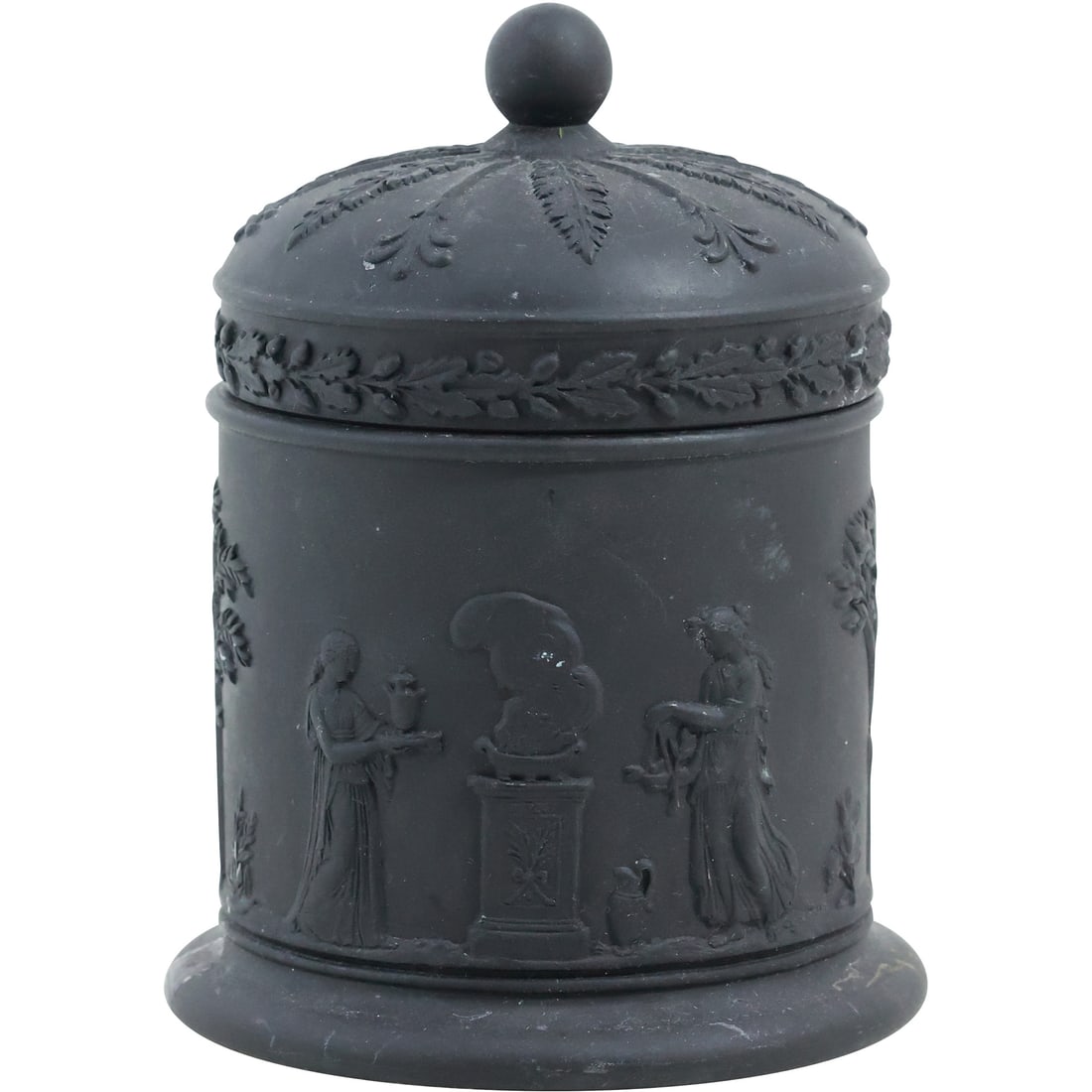 Vintage Wedgwood Black Basalt Jasperware Olympus Tobacco Jar Lidded England (1 of 20)