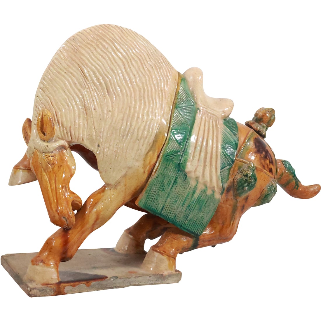 Large Chinese Tang Dynasty Majolica Bucking Horse Figure Statue Sculpture 17.25 in. height x 23.25 (1 of 20)