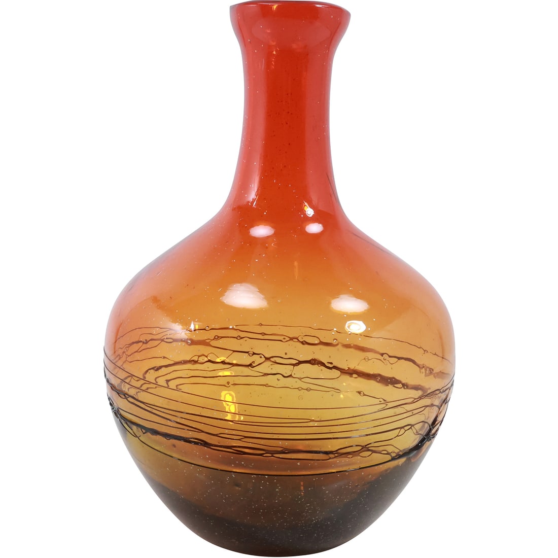 Tall Hand Blown Art Glass Vase Yellow to Red Ombre 13 in. height x 8 in. wide (1 of 20)