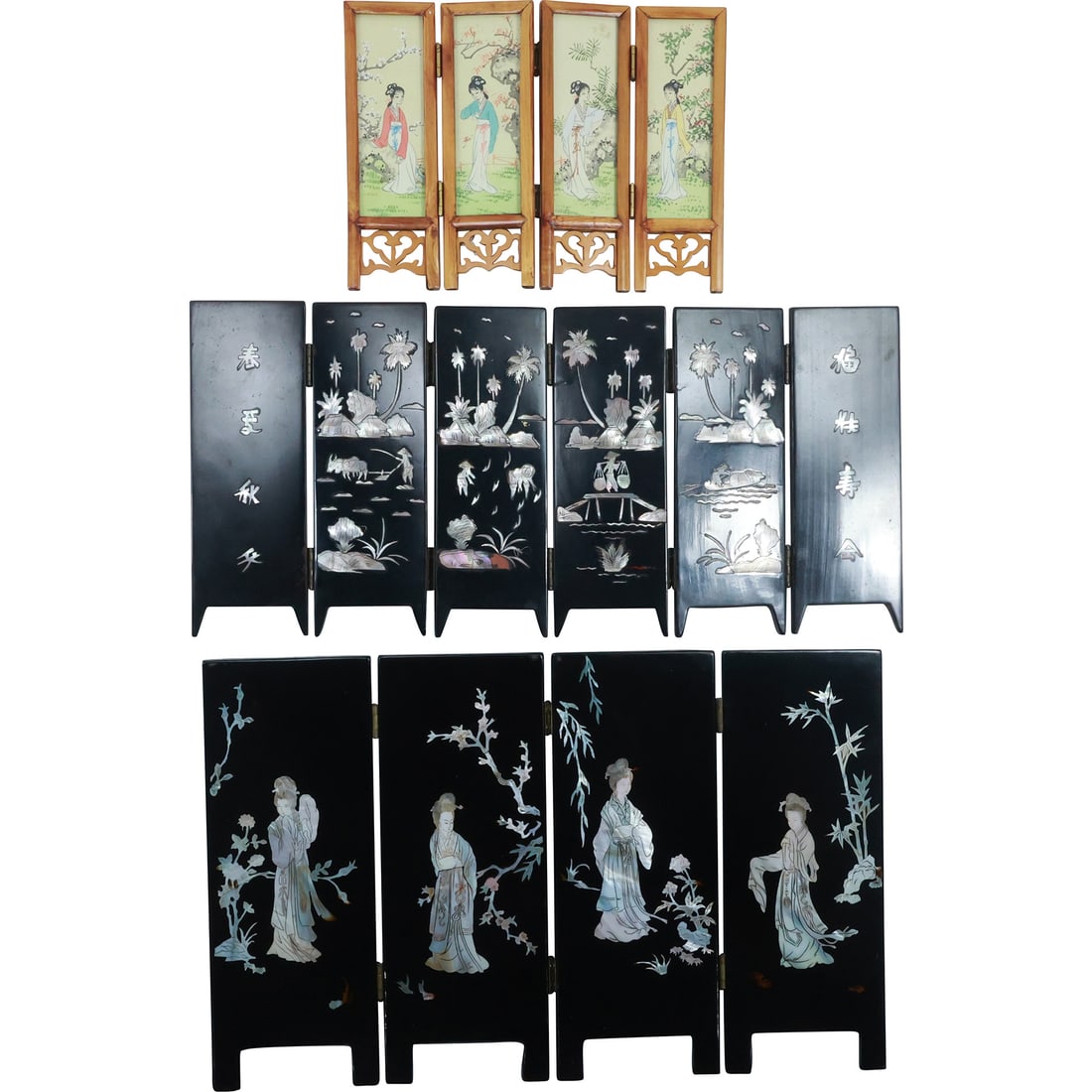 3 Assorted Chinese Table Top Folding Screens in Assorted Sizes (1 of 20)