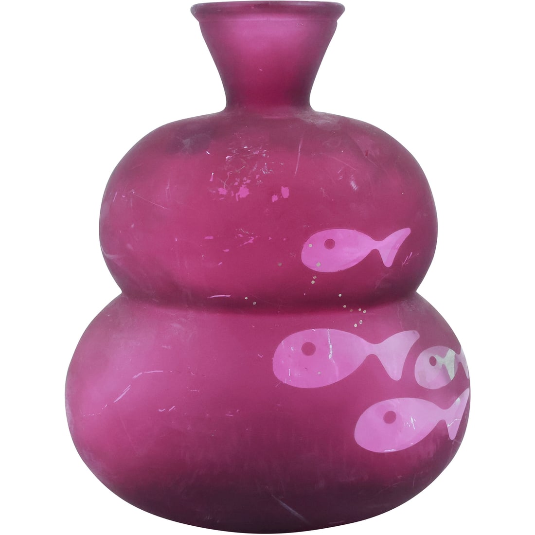 Gourd Shaped Purple Glass "Fish" Vase 11 inches height x 8.5 in. wide (1 of 20)
