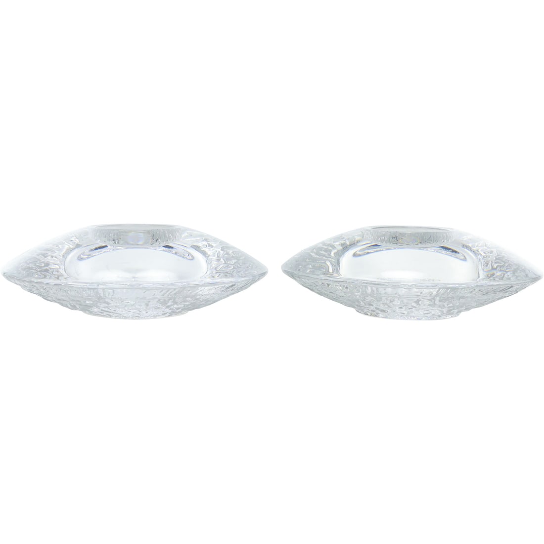 Pair Signed ORREFORS Low Crystal Glass Candlesticks 5.5 in. diameter (1 of 20)