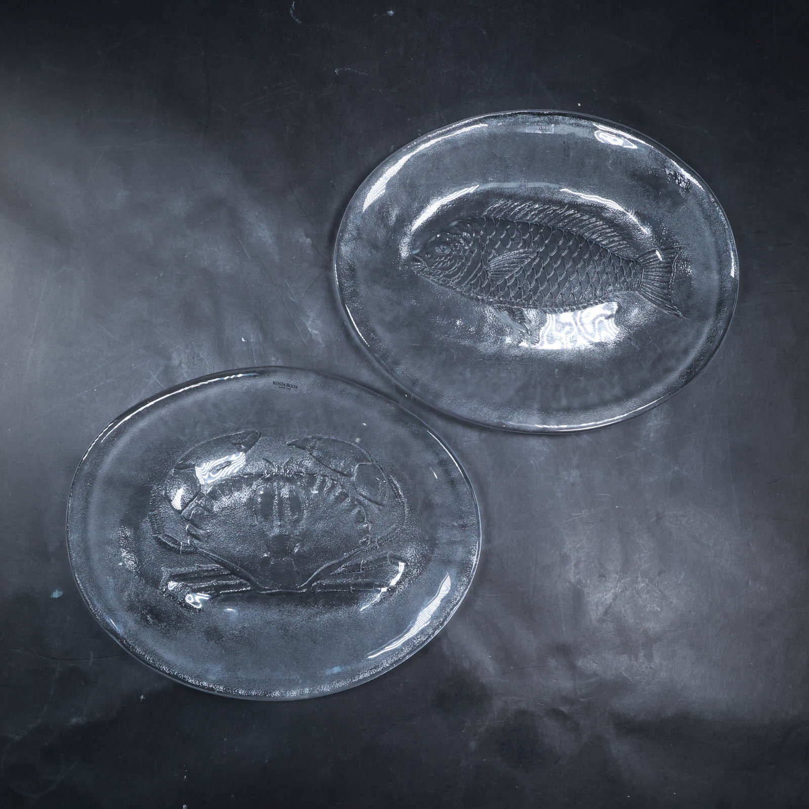 2 KOSTA BODA Lobster Glass Platters 12 inches length, with Original Label: 2 KOSTA BODA Lobster Glass Platters 12 inches length, with Original Label. size: 1x12